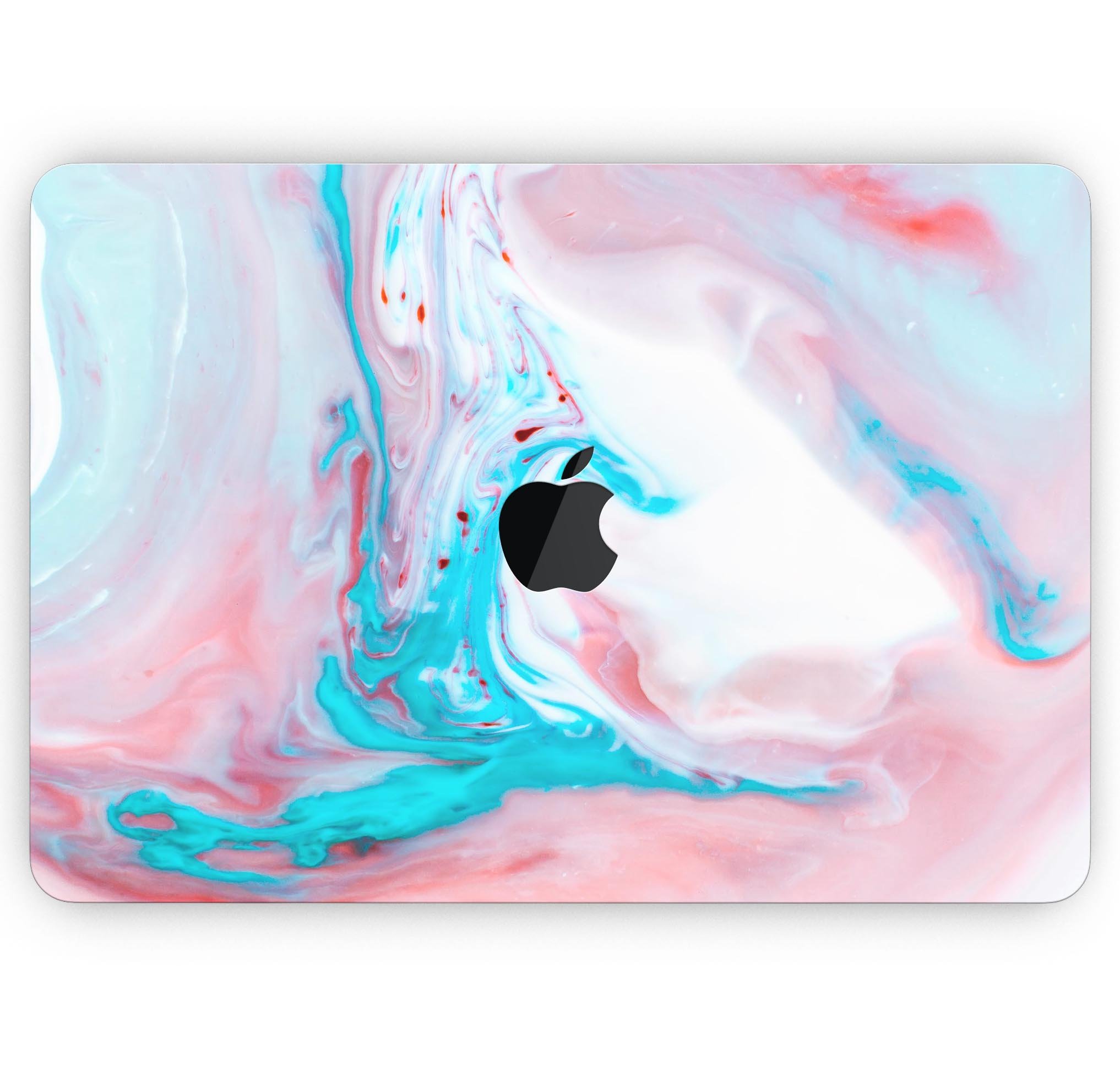 Marbleized Teal and Pink V2 skin decal wrap kit for MacBook, showcasing vibrant colors and a unique marble pattern.