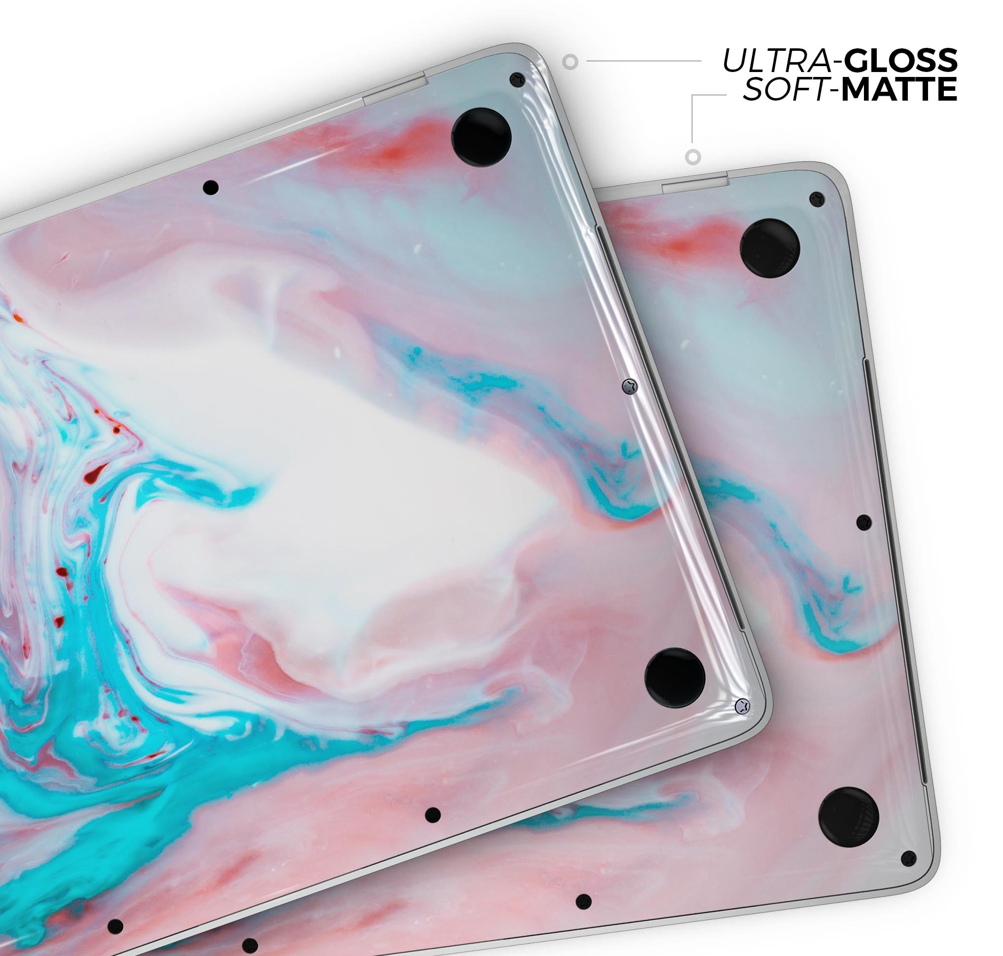 Marbleized Teal and Pink V2 skin decal wrap kit for MacBook, showcasing vibrant colors and a unique marble pattern.