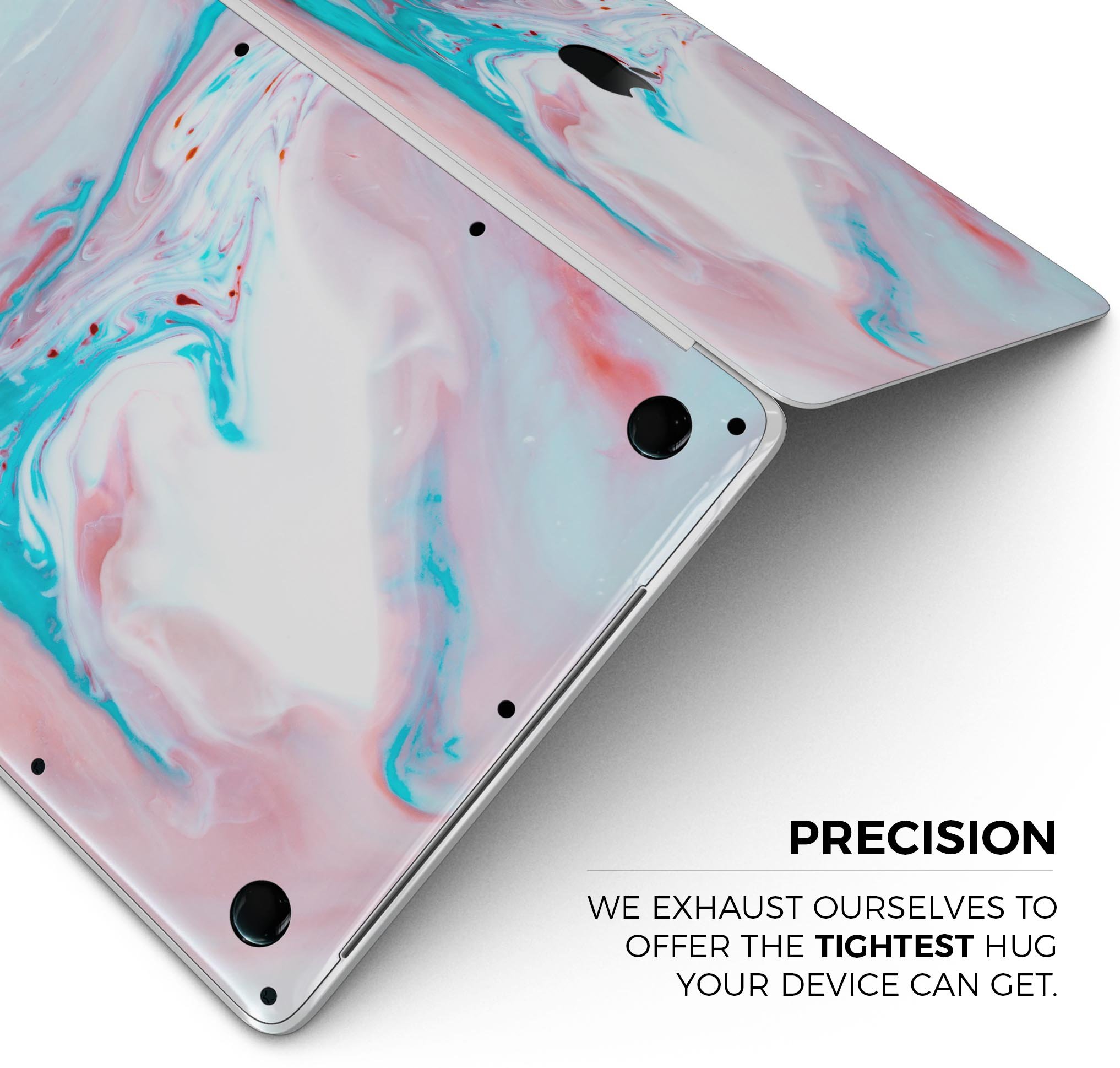 Marbleized Teal and Pink V2 skin decal wrap kit for MacBook, showcasing vibrant colors and a unique marble pattern.