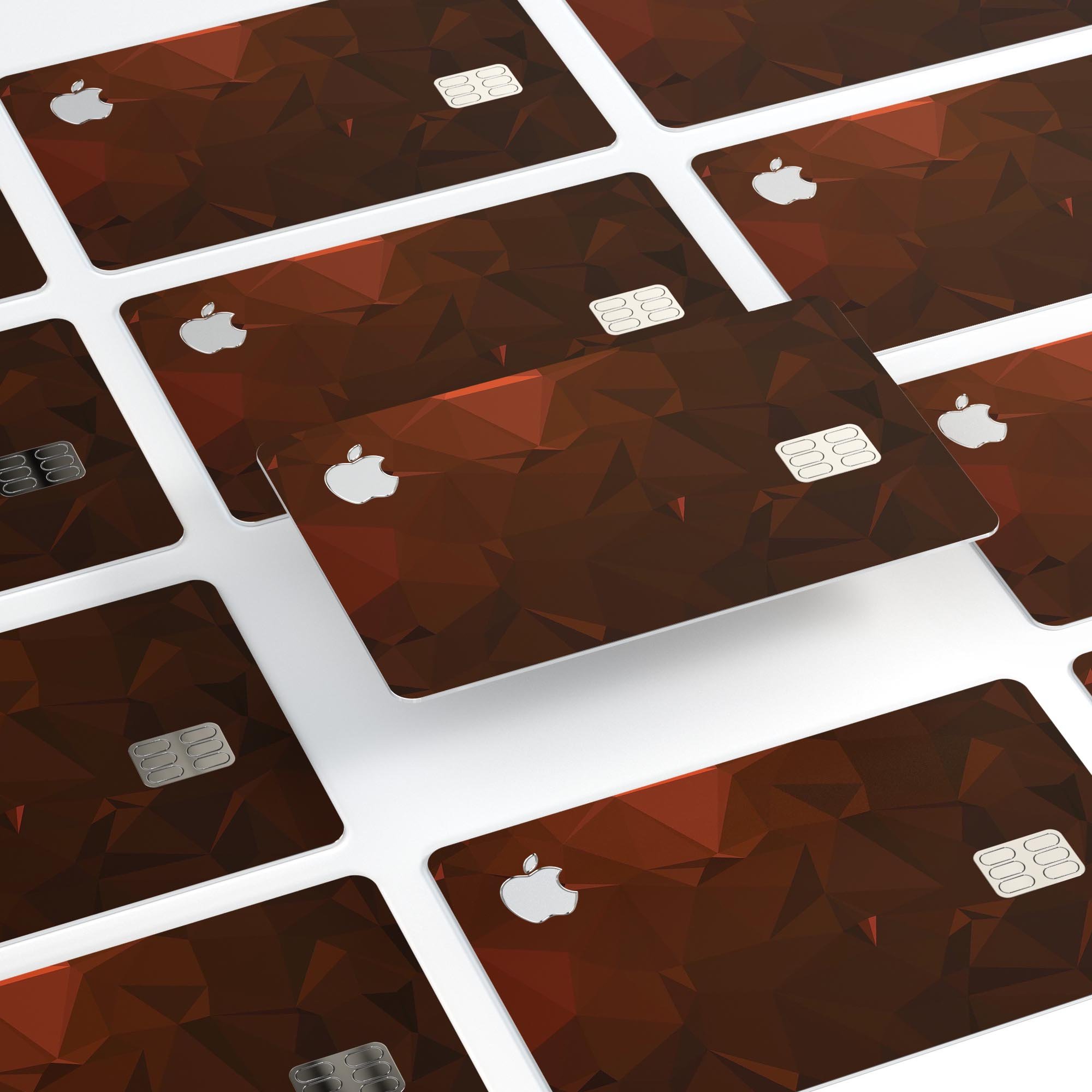 Maroon Abstract Geometric Shapes skin for Apple Card, showcasing a stylish design and premium quality vinyl material.