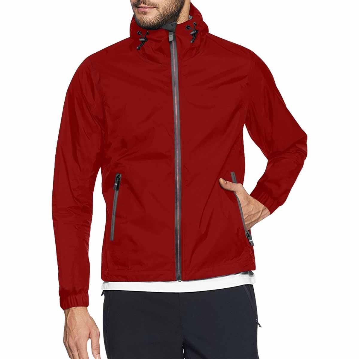 Maroon Red Hooded Windbreaker Jacket for men and women, featuring a stylish design, adjustable hood, and zippered pockets.