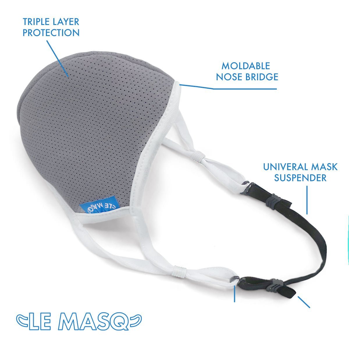 MASQ-95 Essential 6 Pack featuring cotton-lined, adjustable 5-layer masks in various colors with a unique mask holder.