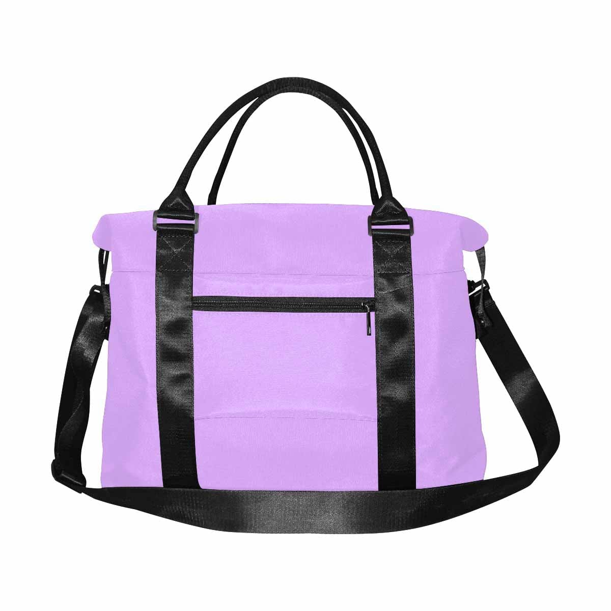 Large mauve purple duffel bag made from durable oxford fabric, featuring handles and an adjustable strap.