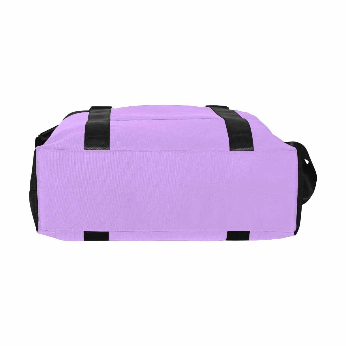 Large mauve purple duffel bag made from durable oxford fabric, featuring handles and an adjustable strap.