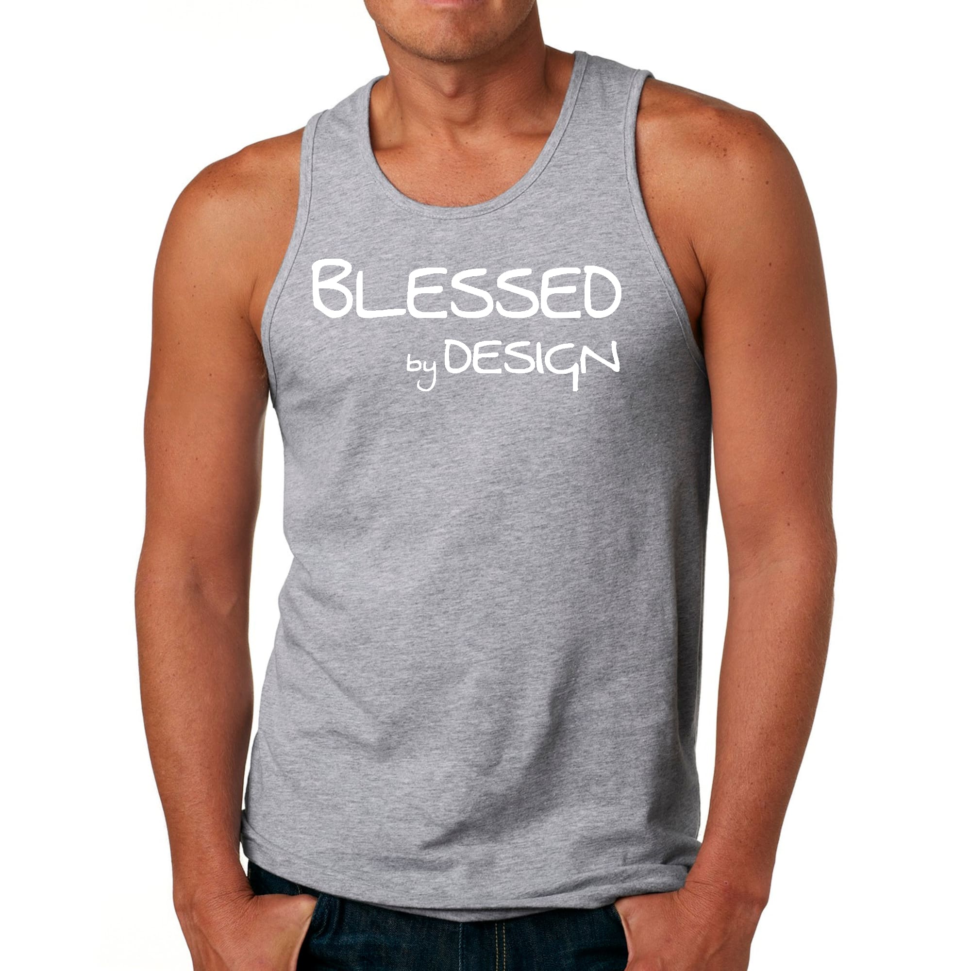 Men's Fitness Tank Top Graphic T-shirt featuring an inspirational affirmation design, made from soft preshrunk cotton for comfort during workouts.