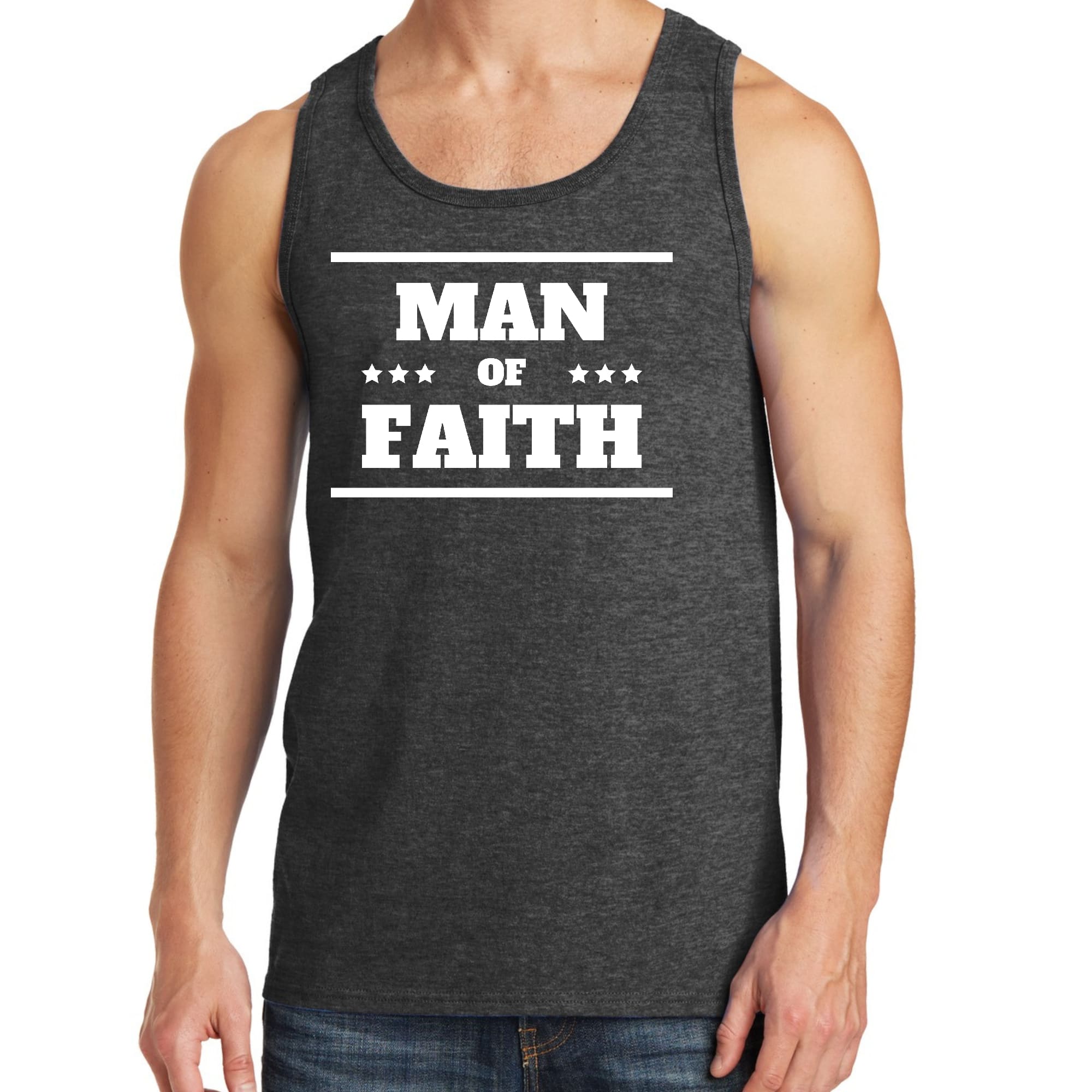 Men's Fitness Tank Top Graphic T-shirt featuring a motivational design, made from soft preshrunk cotton for comfort during workouts.