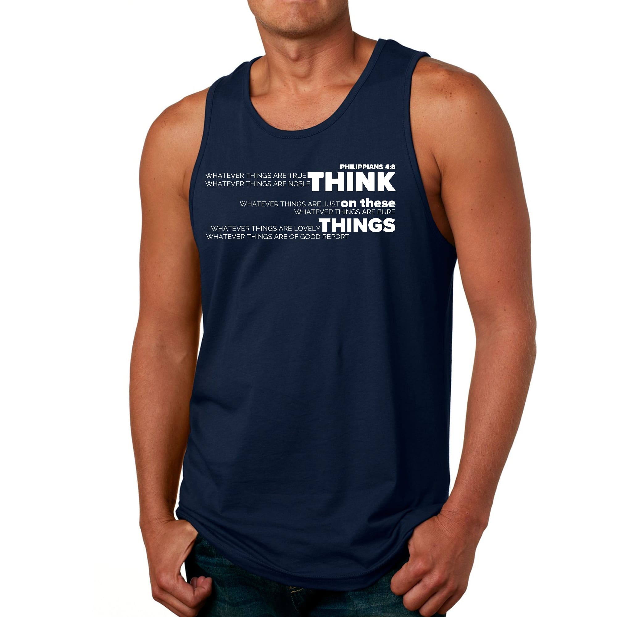 Men's Fitness Tank Top Graphic T-shirt featuring motivational text, made from soft preshrunk cotton for comfort during workouts.