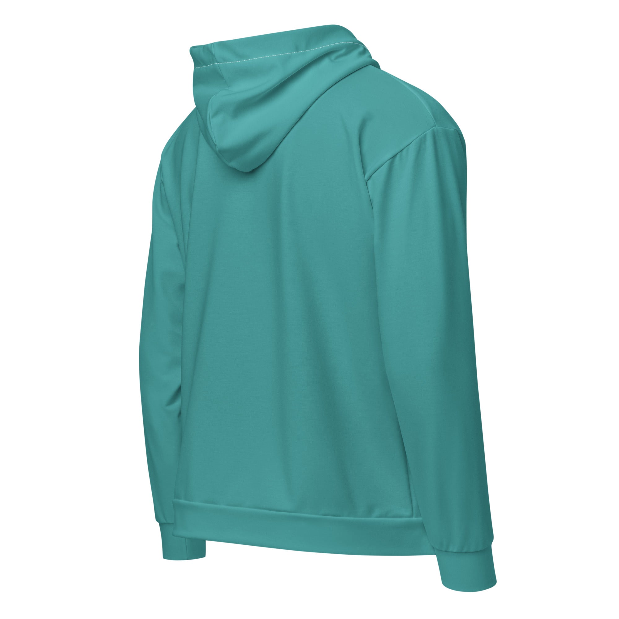 Mens Full Zip Graphic Hoodie in Teal Green featuring a soft brushed fleece interior and stylish design.