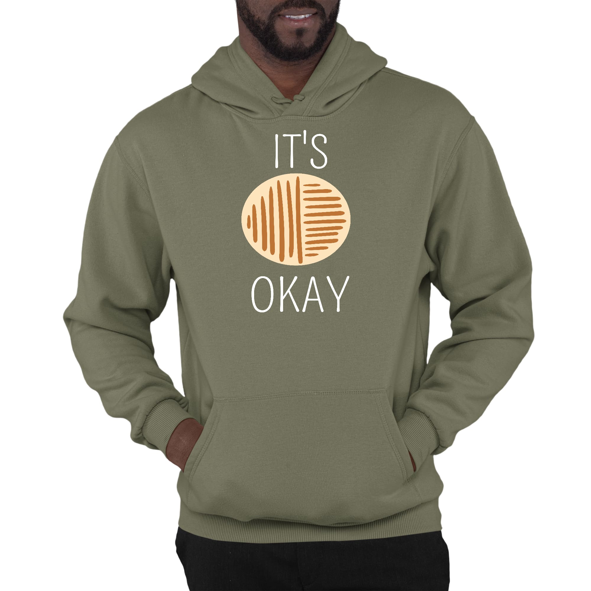 Mens Graphic Hoodie featuring the phrase 'Say it Soul, it's Okay', showcasing a comfortable fit and stylish design.