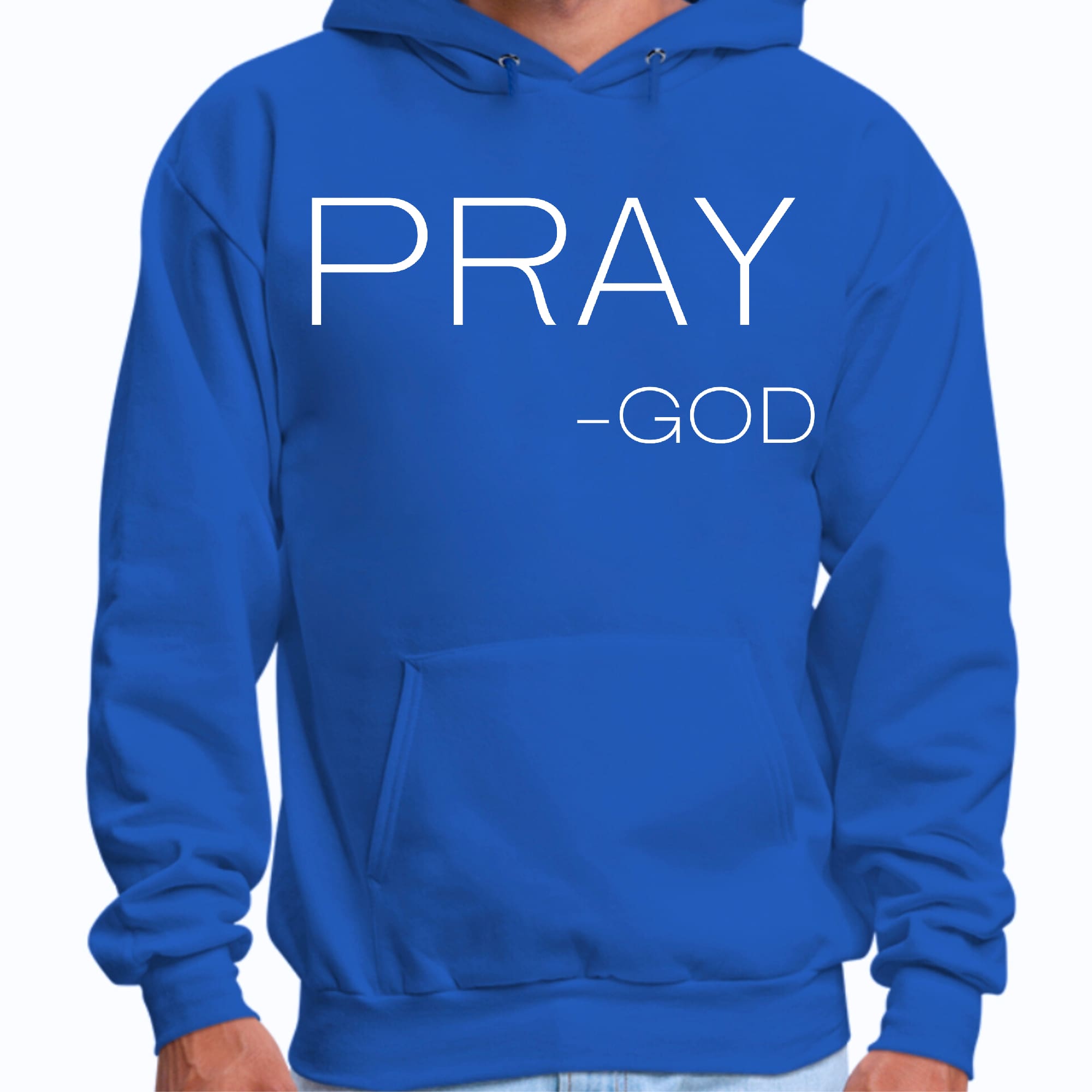 Mens Graphic Hoodie featuring 'Say it Soul, Pray-God' design, showcasing a comfortable fit and stylish look.