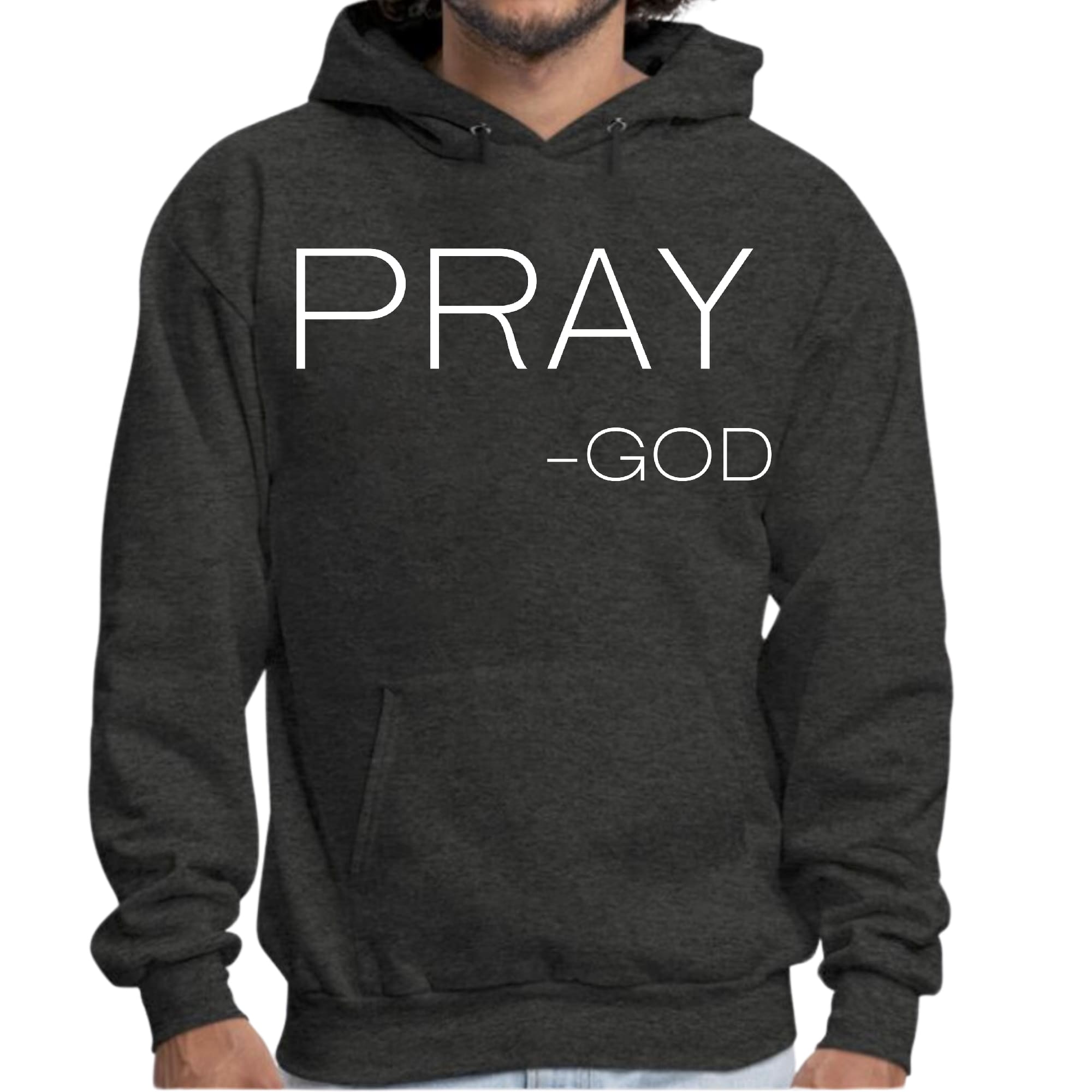 Mens Graphic Hoodie featuring 'Say it Soul, Pray-God' design, showcasing a comfortable fit and stylish look.