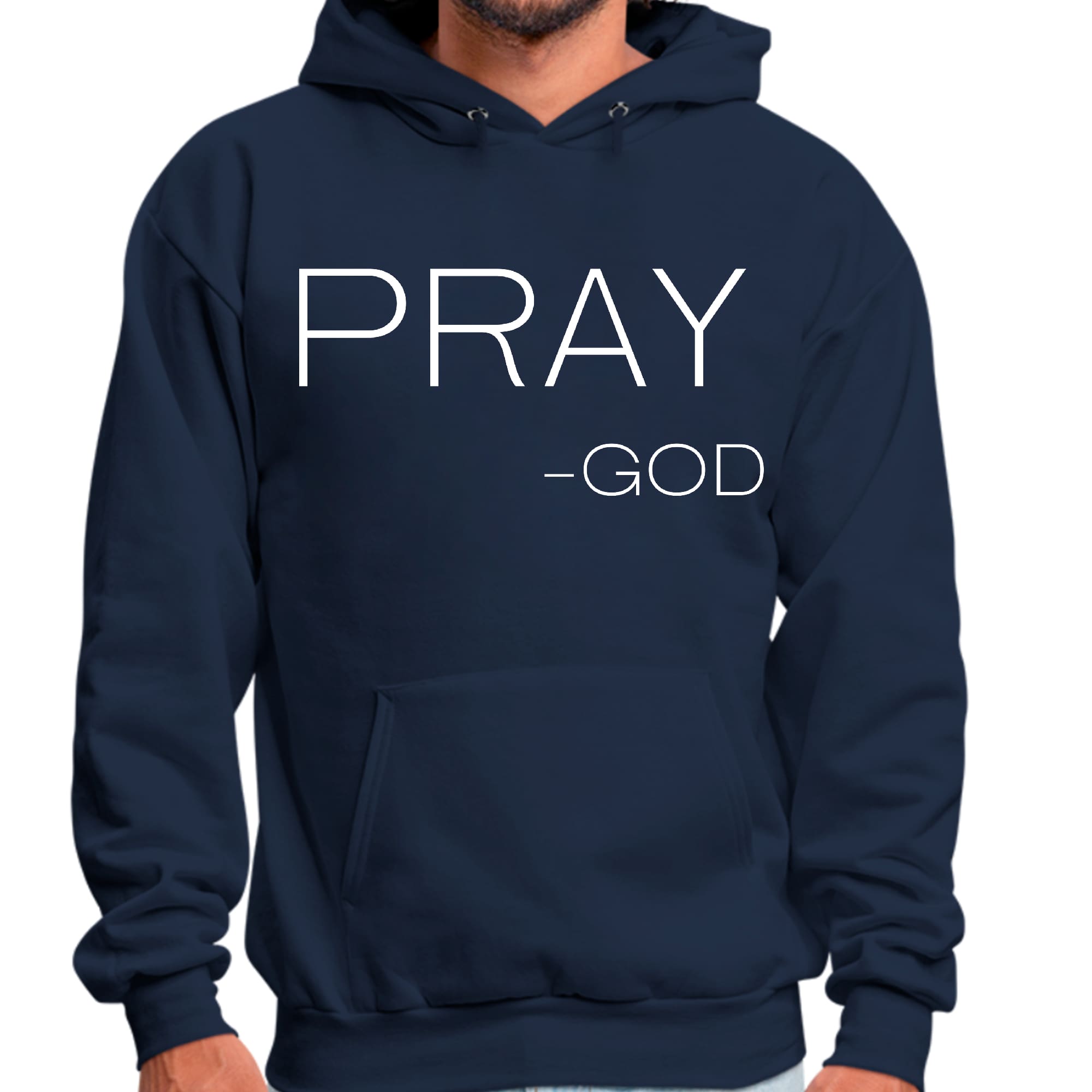 Mens Graphic Hoodie featuring 'Say it Soul, Pray-God' design, showcasing a comfortable fit and stylish look.