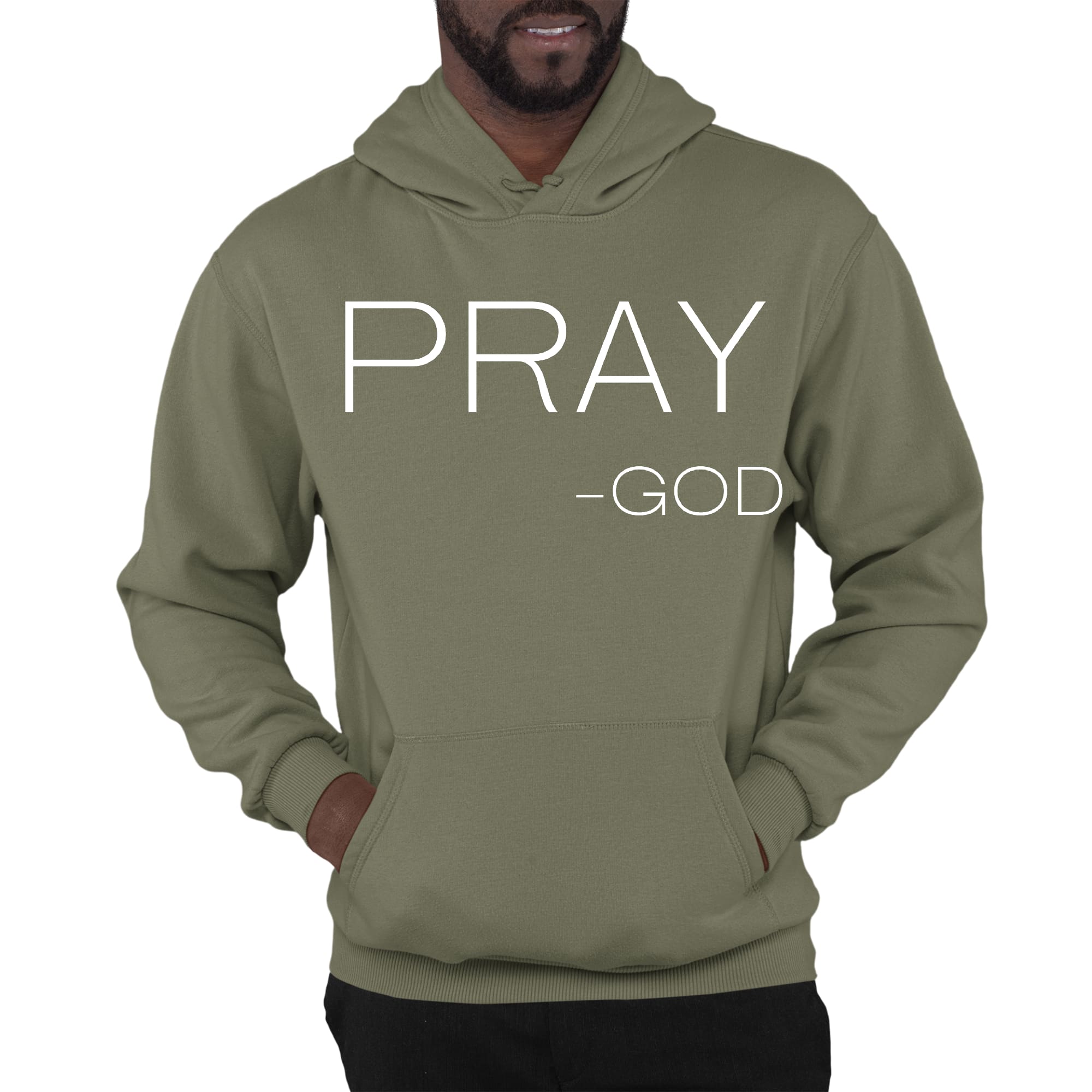 Mens Graphic Hoodie featuring 'Say it Soul, Pray-God' design, showcasing a comfortable fit and stylish look.