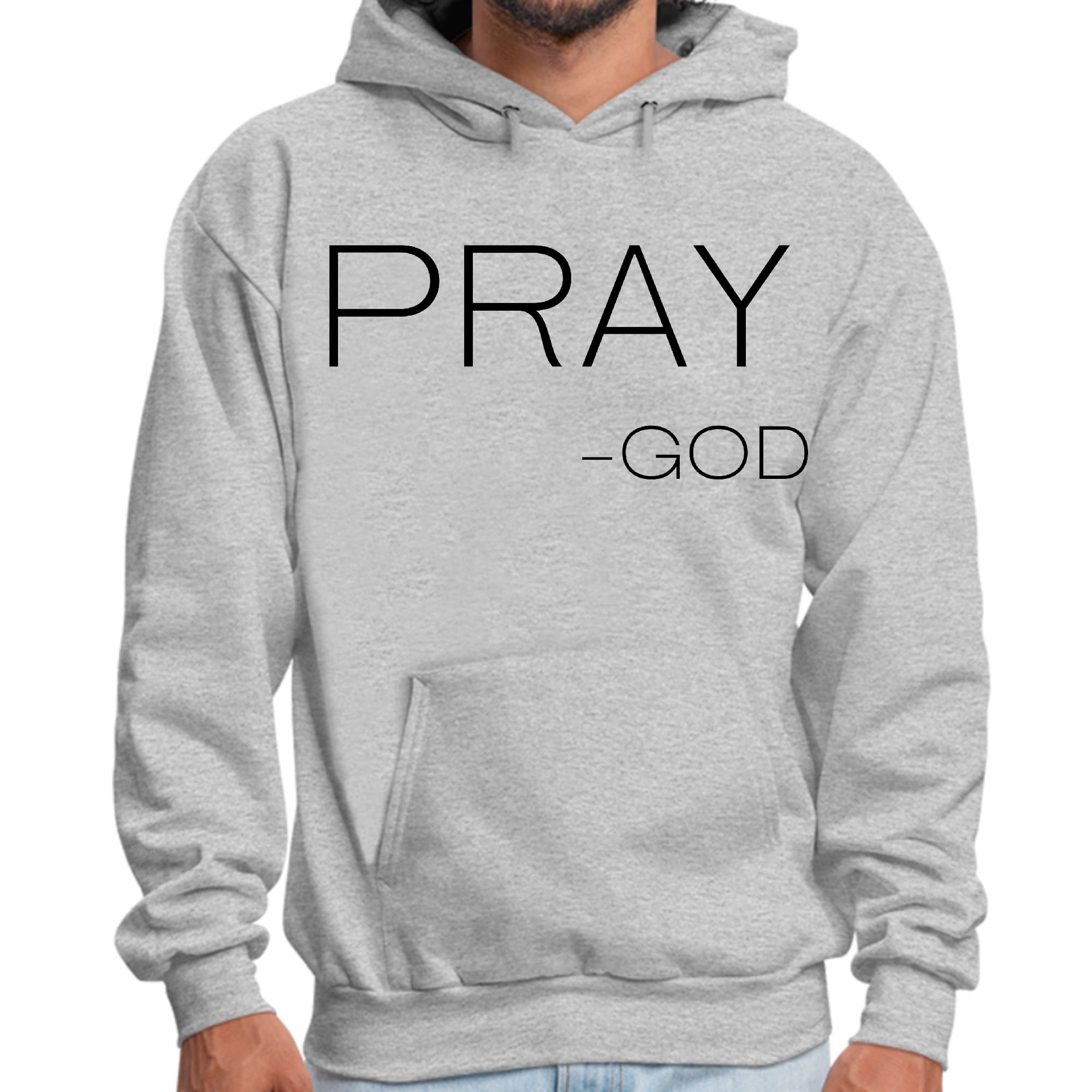 Mens Graphic Hoodie featuring 'Say it Soul, Pray-God' design, showcasing a comfortable fit and stylish look.