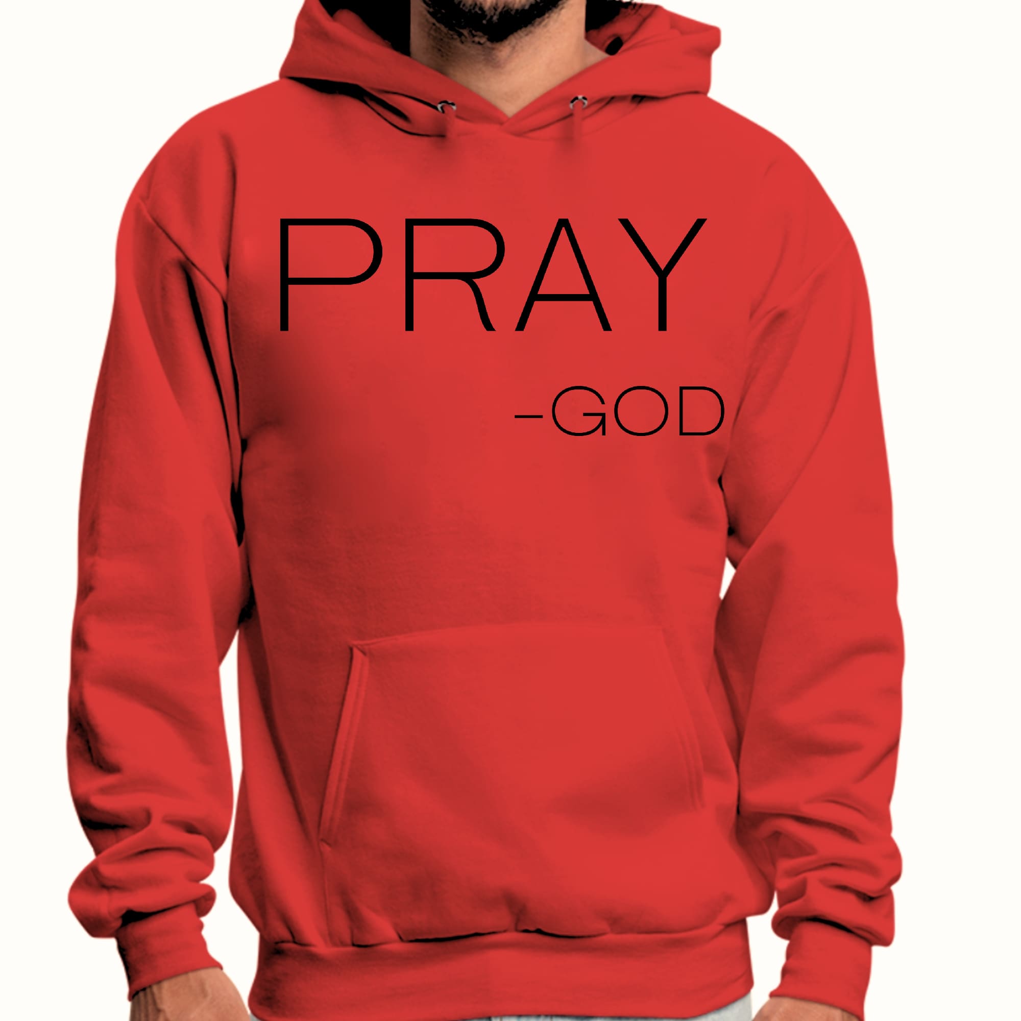 Mens Graphic Hoodie featuring 'Say it Soul, Pray-God' design, showcasing a comfortable fit and stylish look.