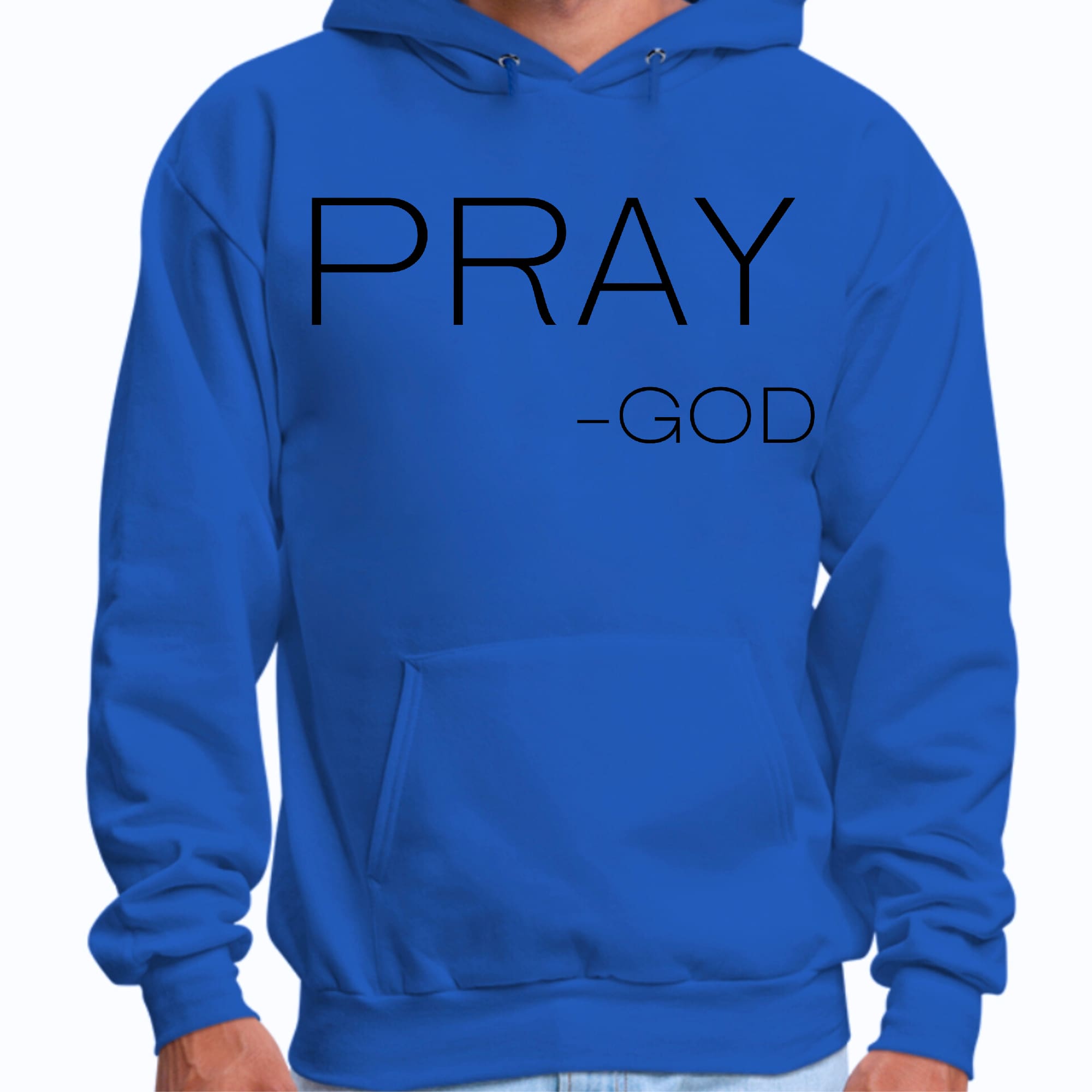 Mens Graphic Hoodie featuring 'Say it Soul, Pray-God' design, showcasing a comfortable fit and stylish look.