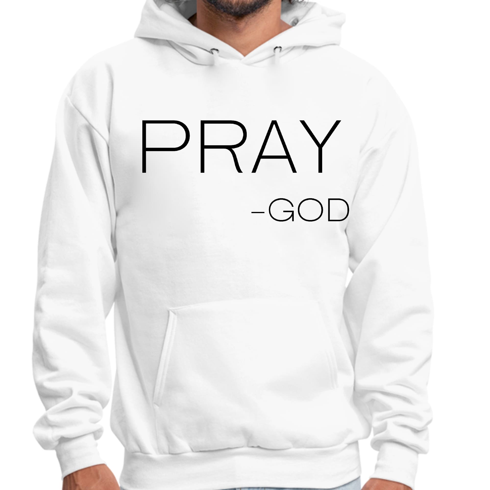 Mens Graphic Hoodie featuring 'Say it Soul, Pray-God' design, showcasing a comfortable fit and stylish look.