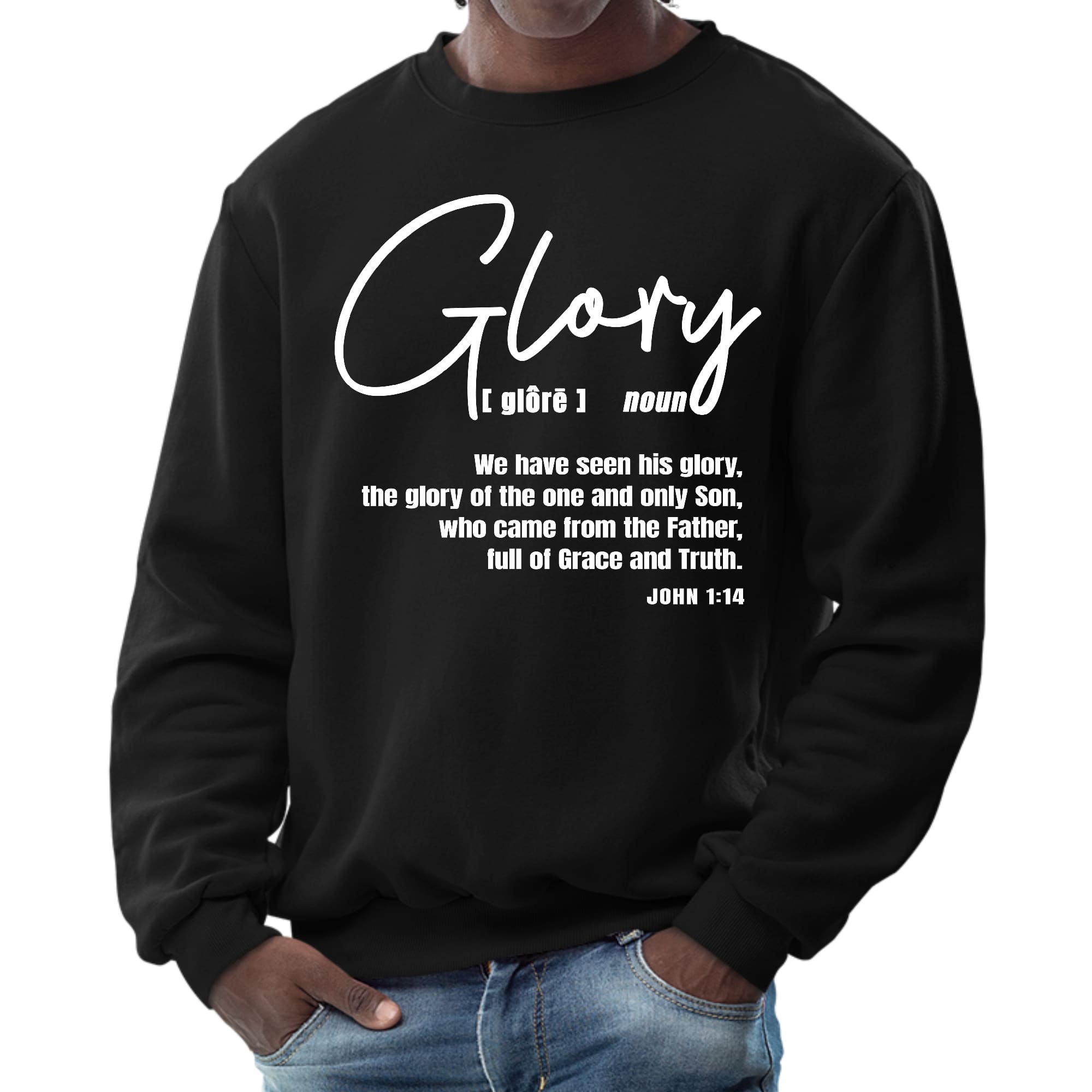 Men's Graphic Sweatshirt featuring Christian inspiration design, soft fabric, and unisex fit.