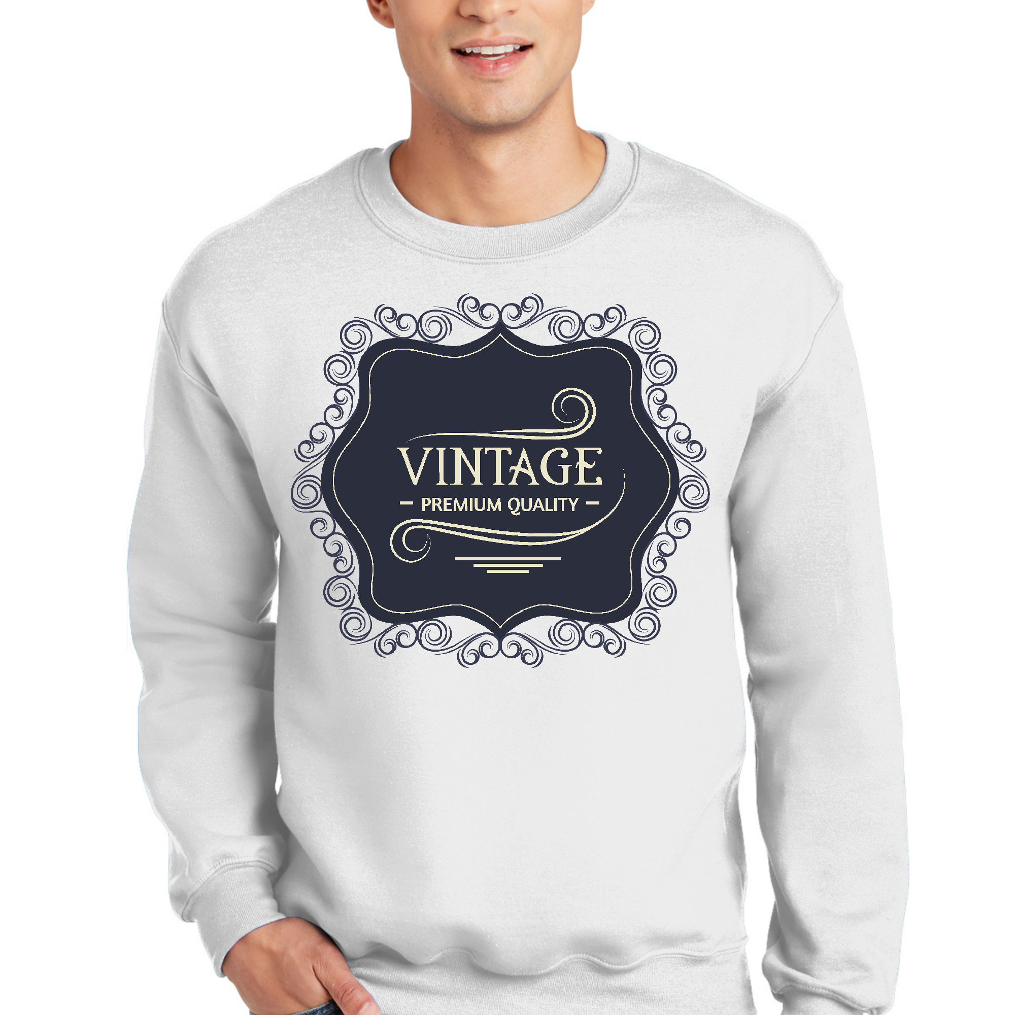 Men's Graphic Sweatshirt in Vintage Black Beige, showcasing a stylish design with soft fabric and durable construction.