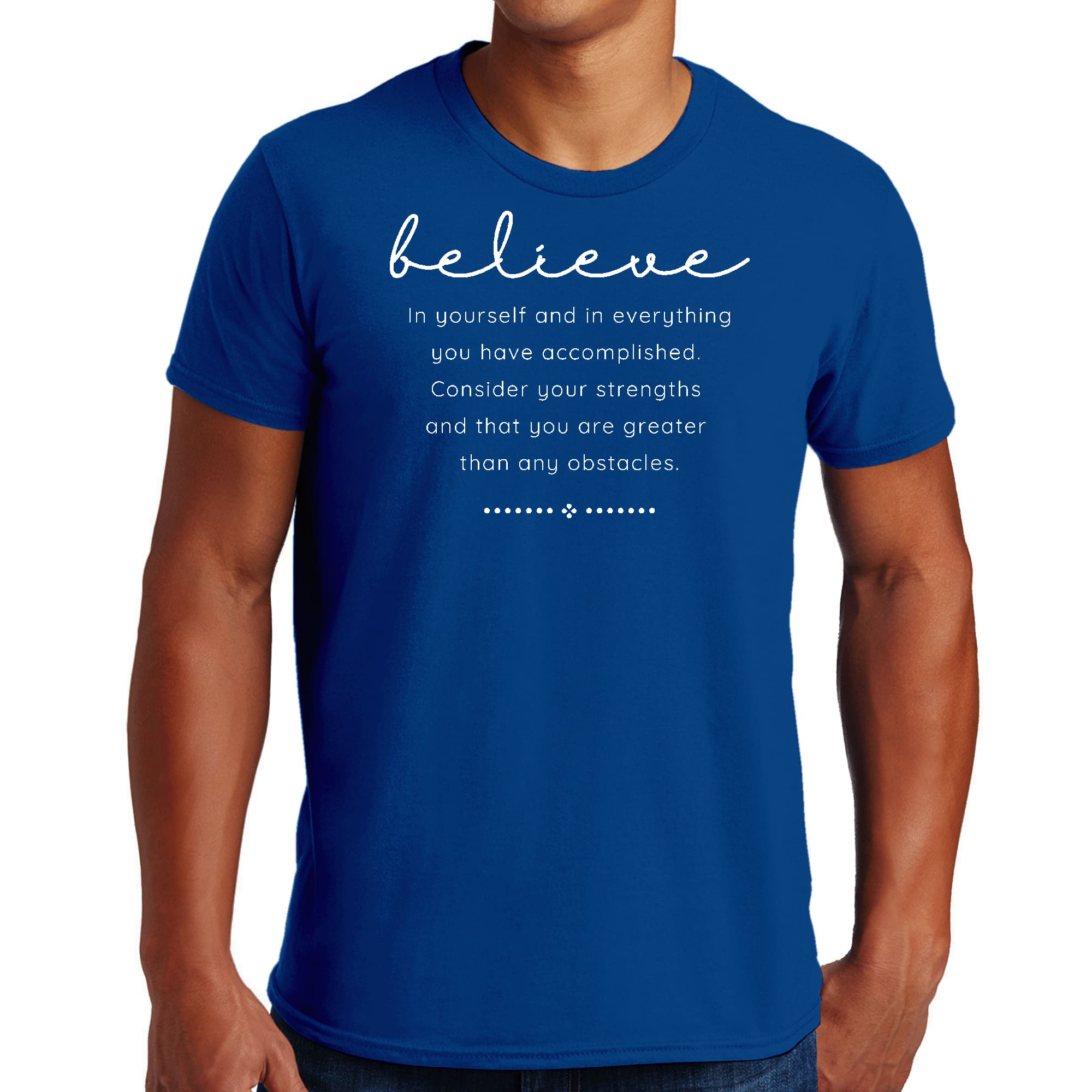 Men's Graphic T-shirt featuring 'Believe in Yourself' motivational print, made from soft preshrunk cotton with a classic fit.