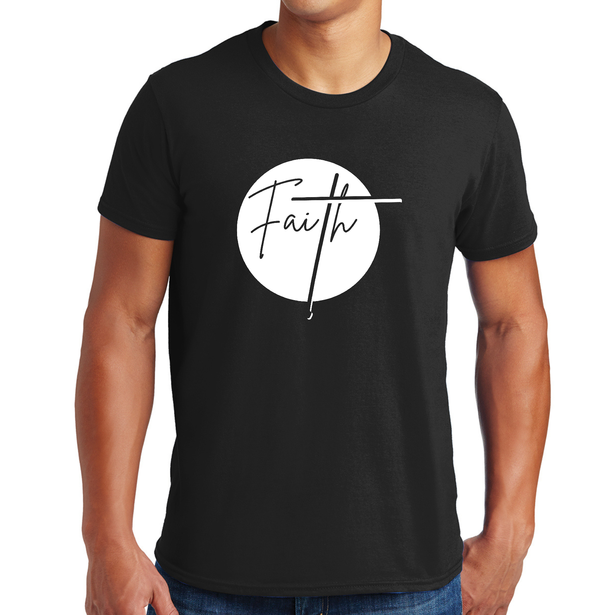 Mens Graphic T-shirt Faith featuring unique artistic design and comfortable fit, perfect for creative individuals.