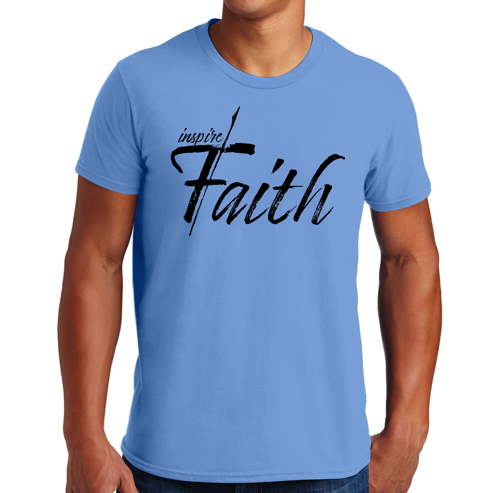 Mens Graphic T-shirt featuring Inspire Faith black print, showcasing unique design and modern style.