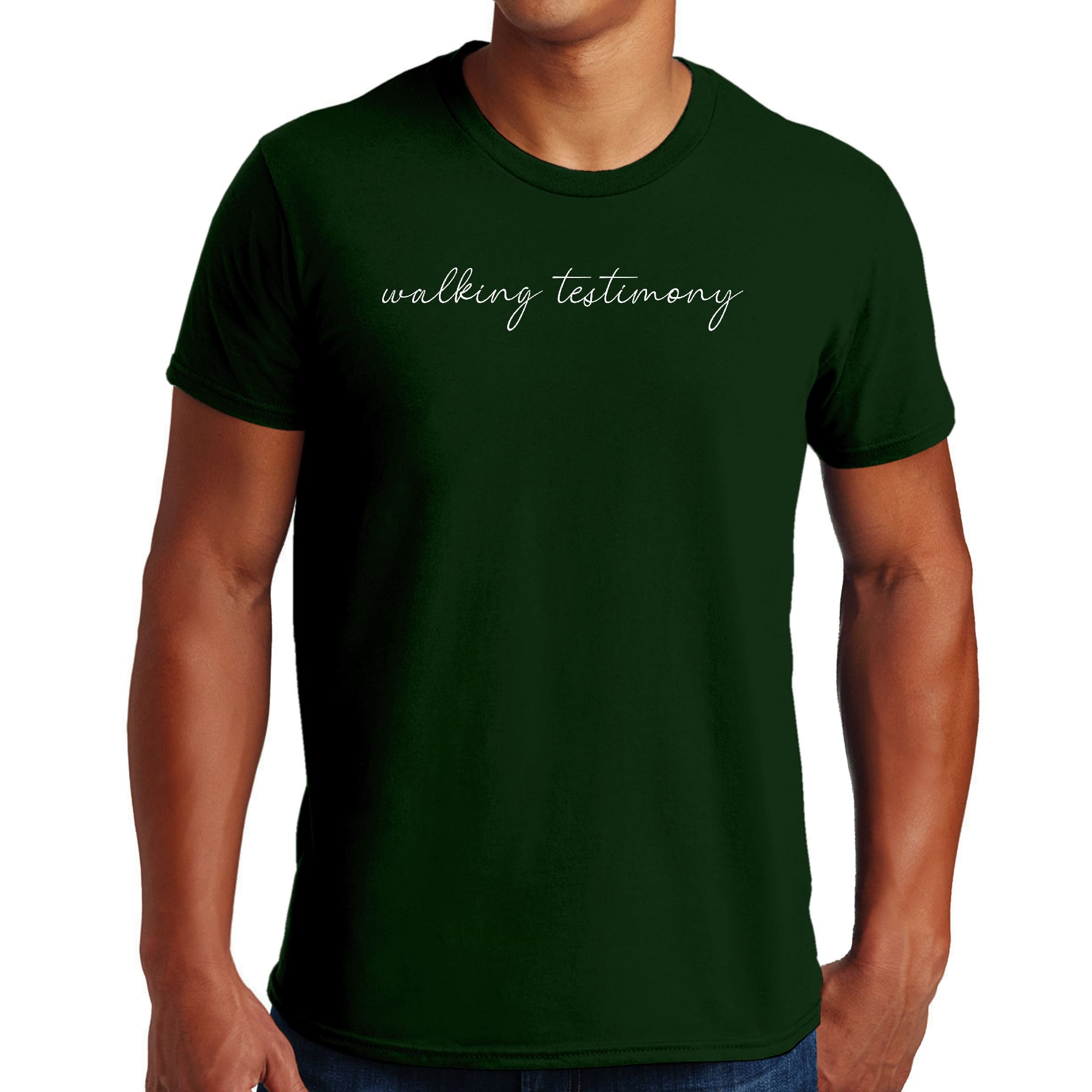 Mens Graphic T-shirt featuring Say it Soul Walking Testimony illustration, made from soft preshrunk cotton, available in sizes S-5XL.