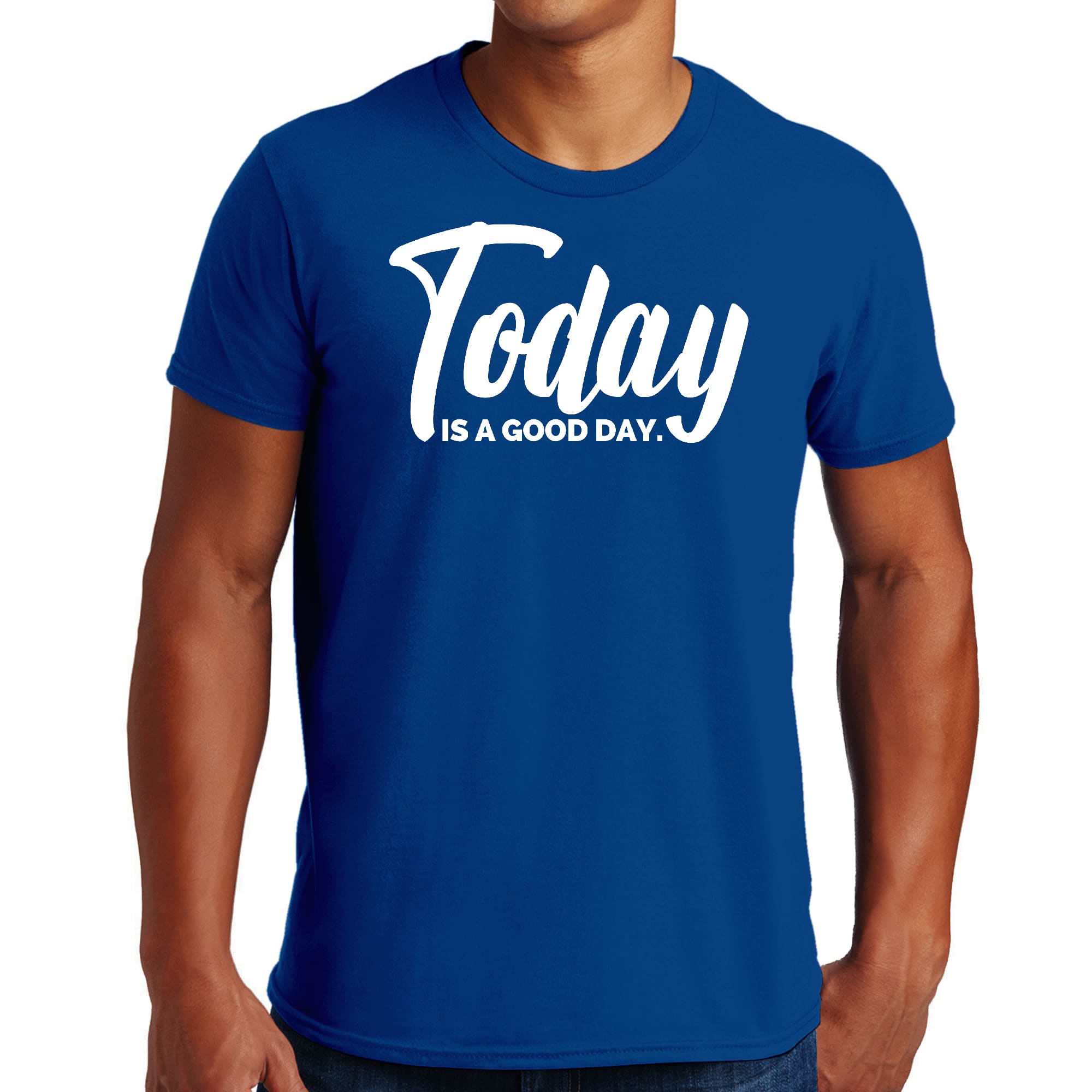 Men's Graphic T-shirt in black featuring the phrase 'Today is a Good Day', made from soft preshrunk cotton, available in sizes S-5XL.