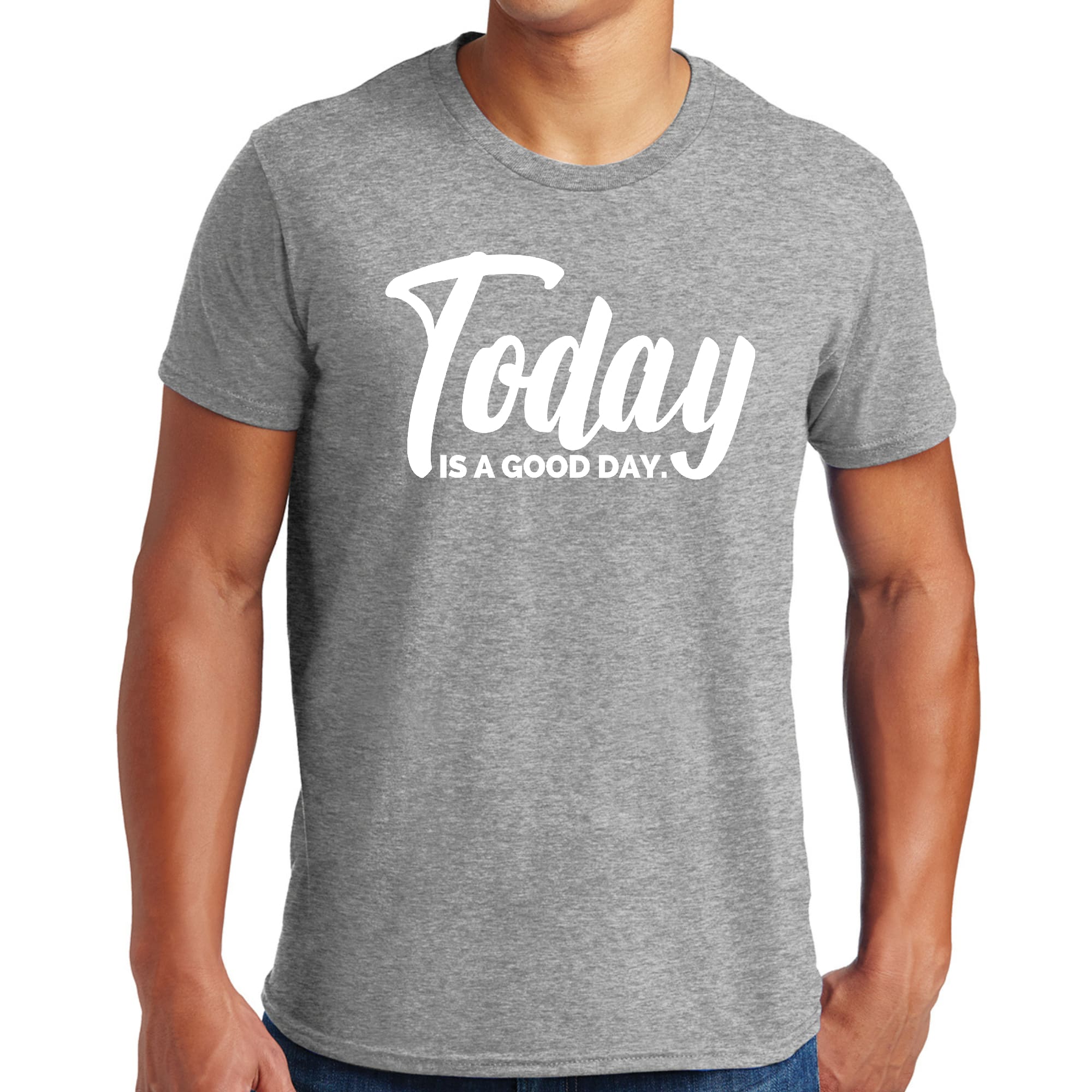 Men's Graphic T-shirt in black featuring the phrase 'Today is a Good Day', made from soft preshrunk cotton, available in sizes S-5XL.