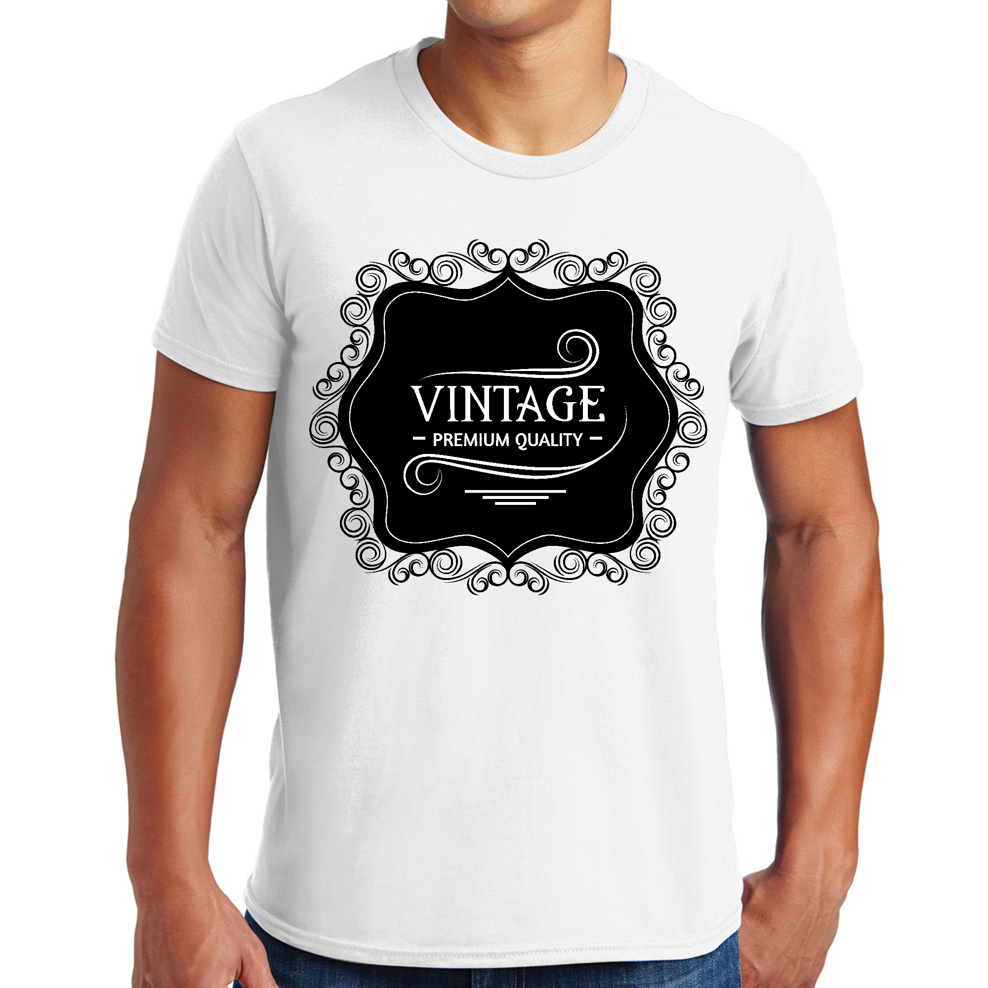 Men's graphic t-shirt featuring vintage black and white illustration, made from premium cotton with a comfortable fit.