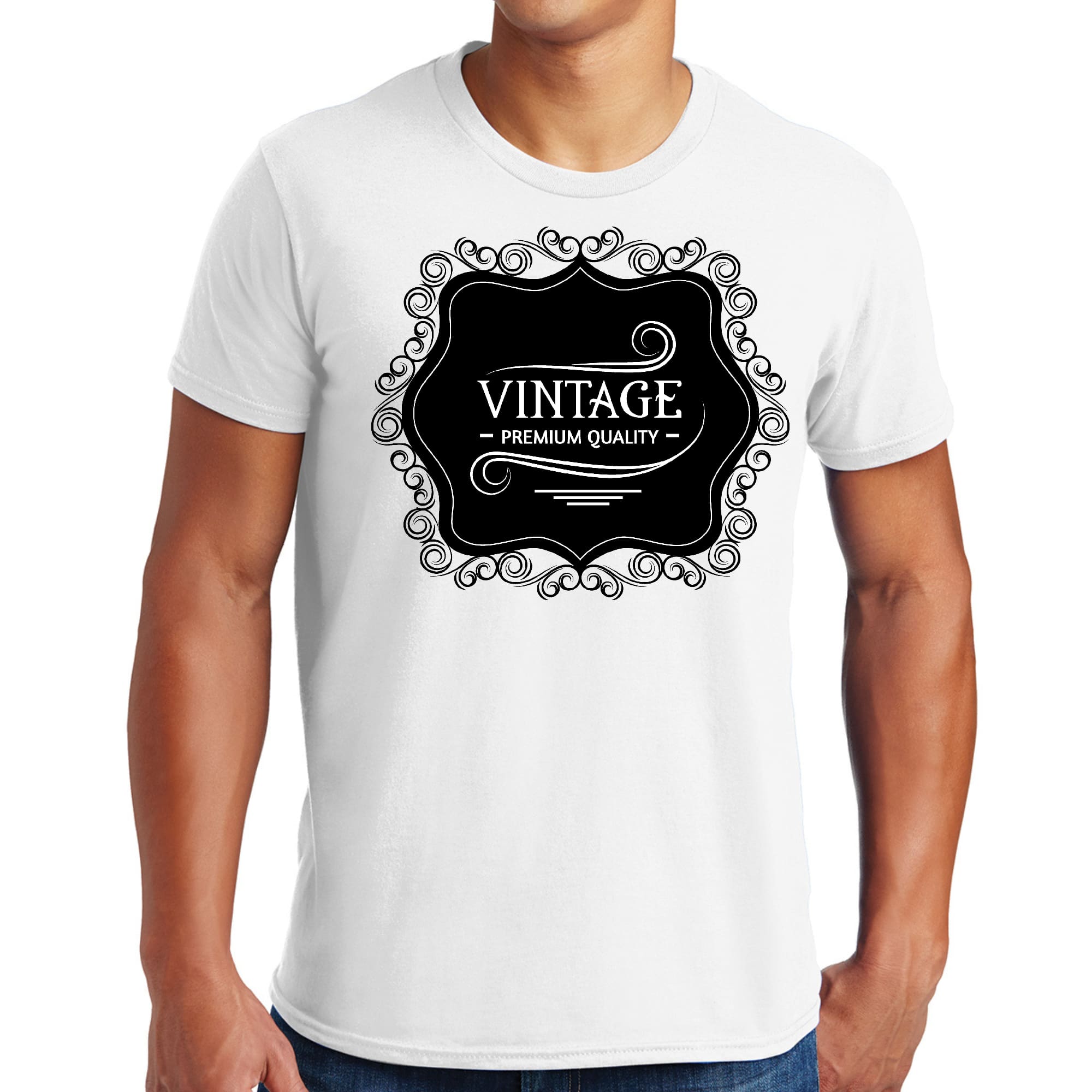 Men's graphic t-shirt featuring vintage black and white illustration, made from premium cotton with a comfortable fit.