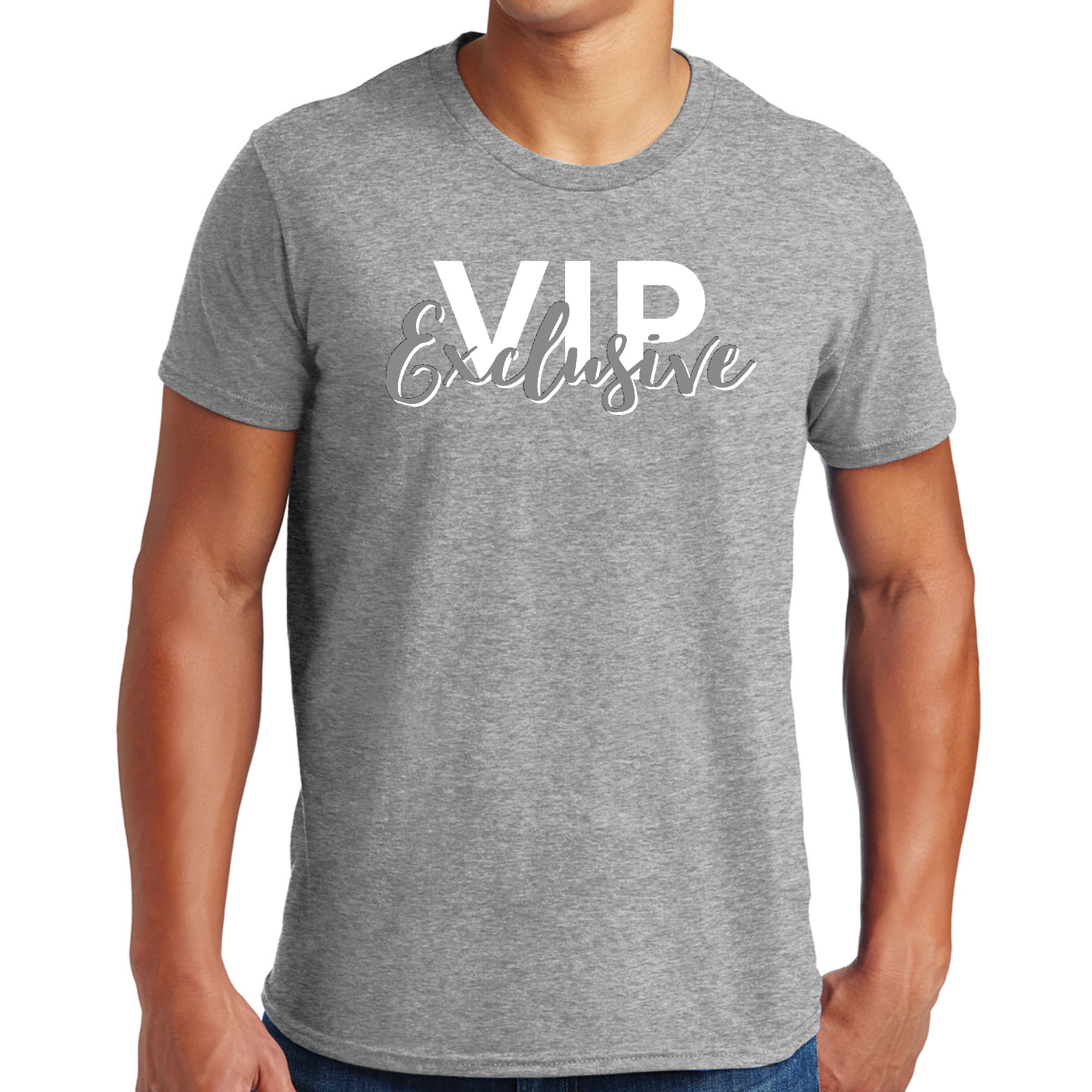 Mens Graphic T-shirt in Grey and White featuring affirmation design, made from soft preshrunk cotton with a classic fit.