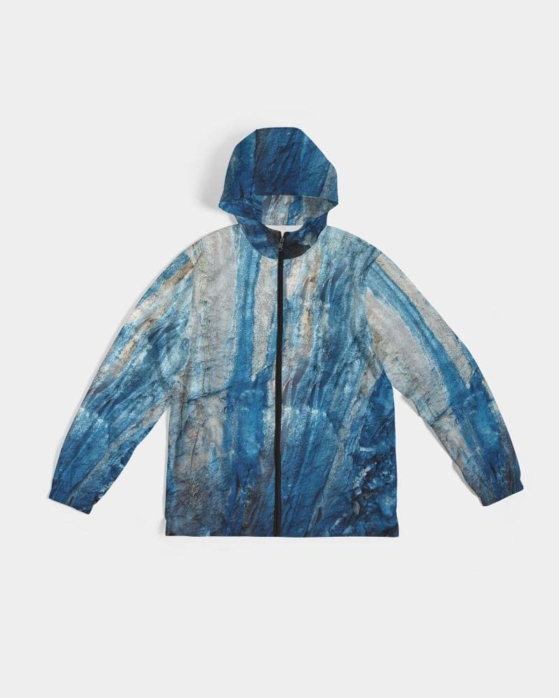 Men's Hooded Windbreaker in blue, showcasing its lightweight, water-resistant fabric and stylish design, perfect for casual and sports activities.