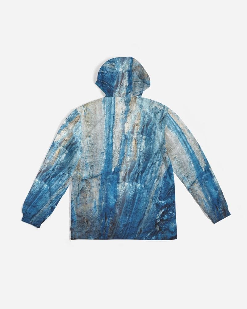 Men's Hooded Windbreaker in blue, showcasing its lightweight, water-resistant fabric and stylish design, perfect for casual and sports activities.