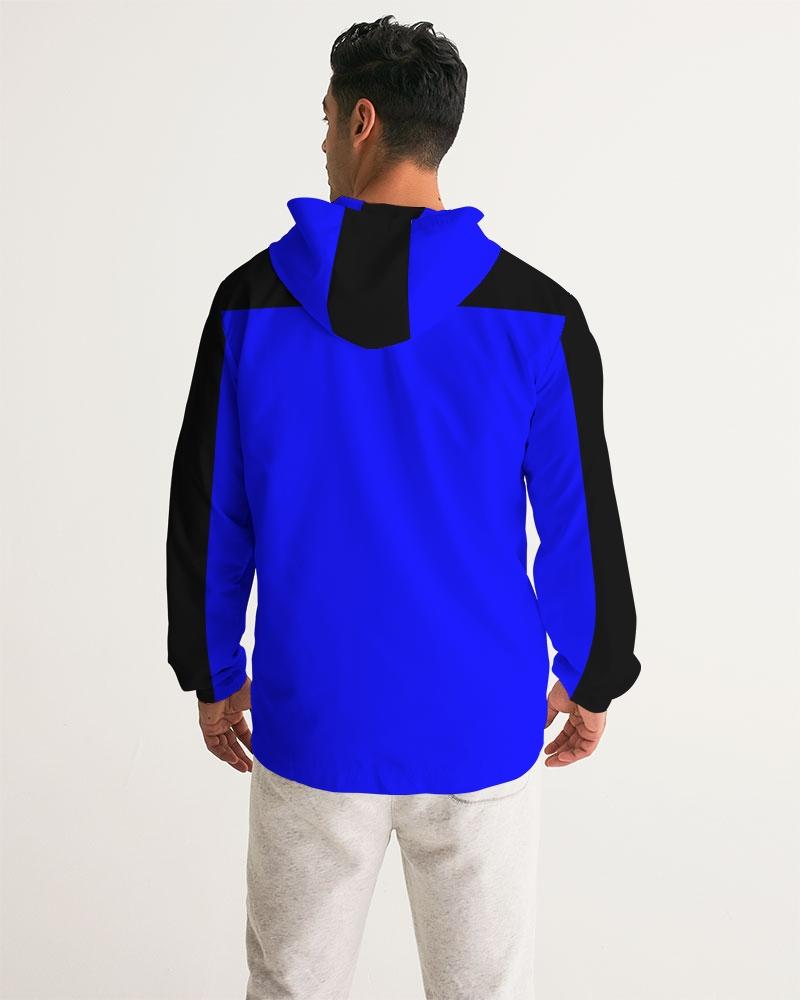 Men's Hooded Windbreaker in royal blue, showcasing its lightweight and water-resistant fabric with a stylish design.