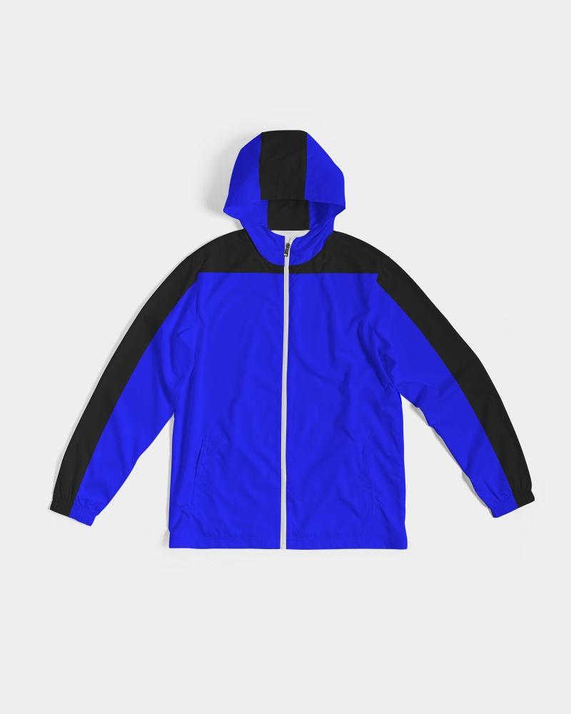 Men's Hooded Windbreaker in royal blue, showcasing its lightweight and water-resistant fabric with a stylish design.