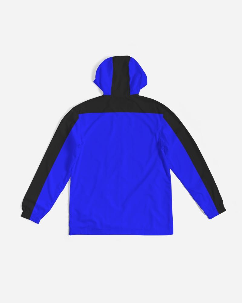 Men's Hooded Windbreaker in royal blue, showcasing its lightweight and water-resistant fabric with a stylish design.