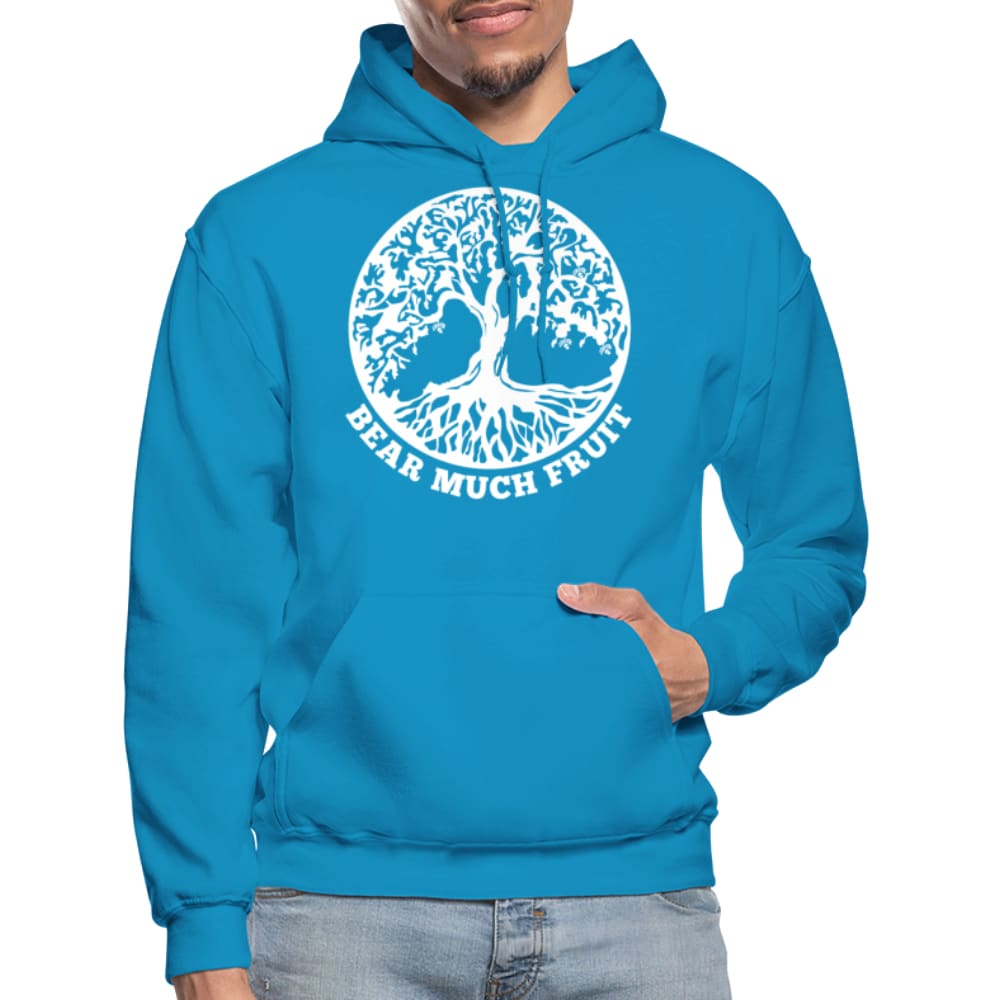 Men's pullover hoodie featuring a graphic bear design, perfect for casual wear and outdoor activities, showcasing a stylish and functional look.