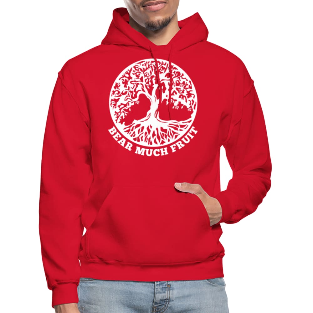 Men's pullover hoodie featuring a graphic bear design, perfect for casual wear and outdoor activities, showcasing a stylish and functional look.