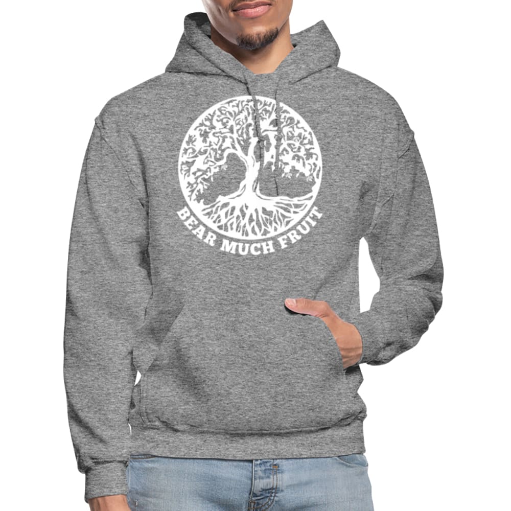 Men's pullover hoodie featuring a graphic bear design, perfect for casual wear and outdoor activities, showcasing a stylish and functional look.