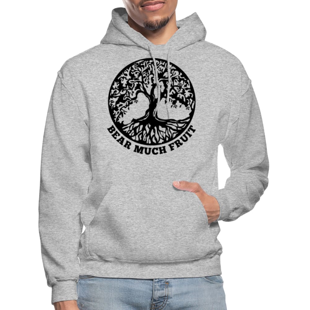 Men's black pullover hoodie featuring a bear graphic, showcasing a stylish and versatile design suitable for various occasions.