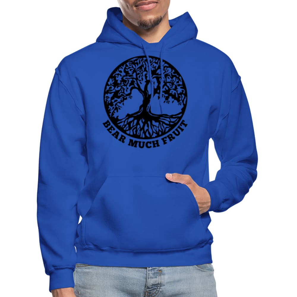 Men's black pullover hoodie featuring a bear graphic, showcasing a stylish and versatile design suitable for various occasions.