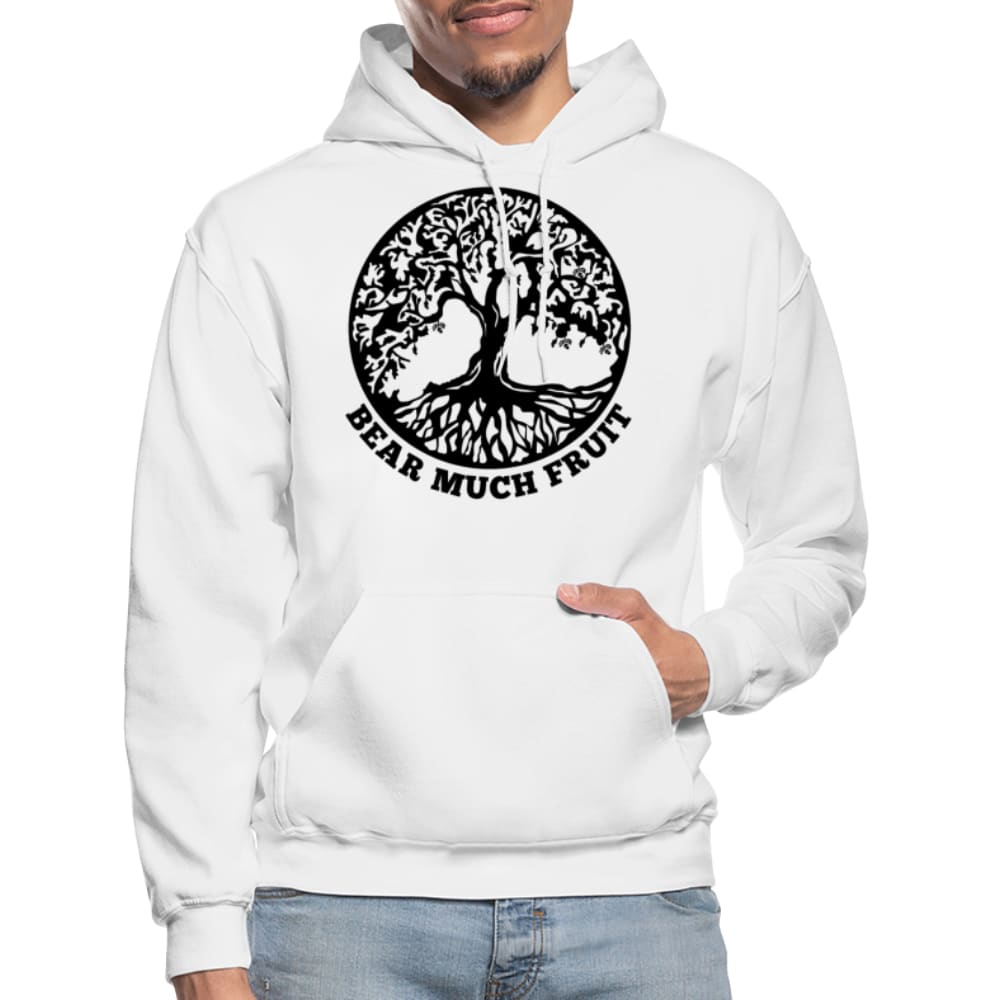 Men's black pullover hoodie featuring a bear graphic, showcasing a stylish and versatile design suitable for various occasions.