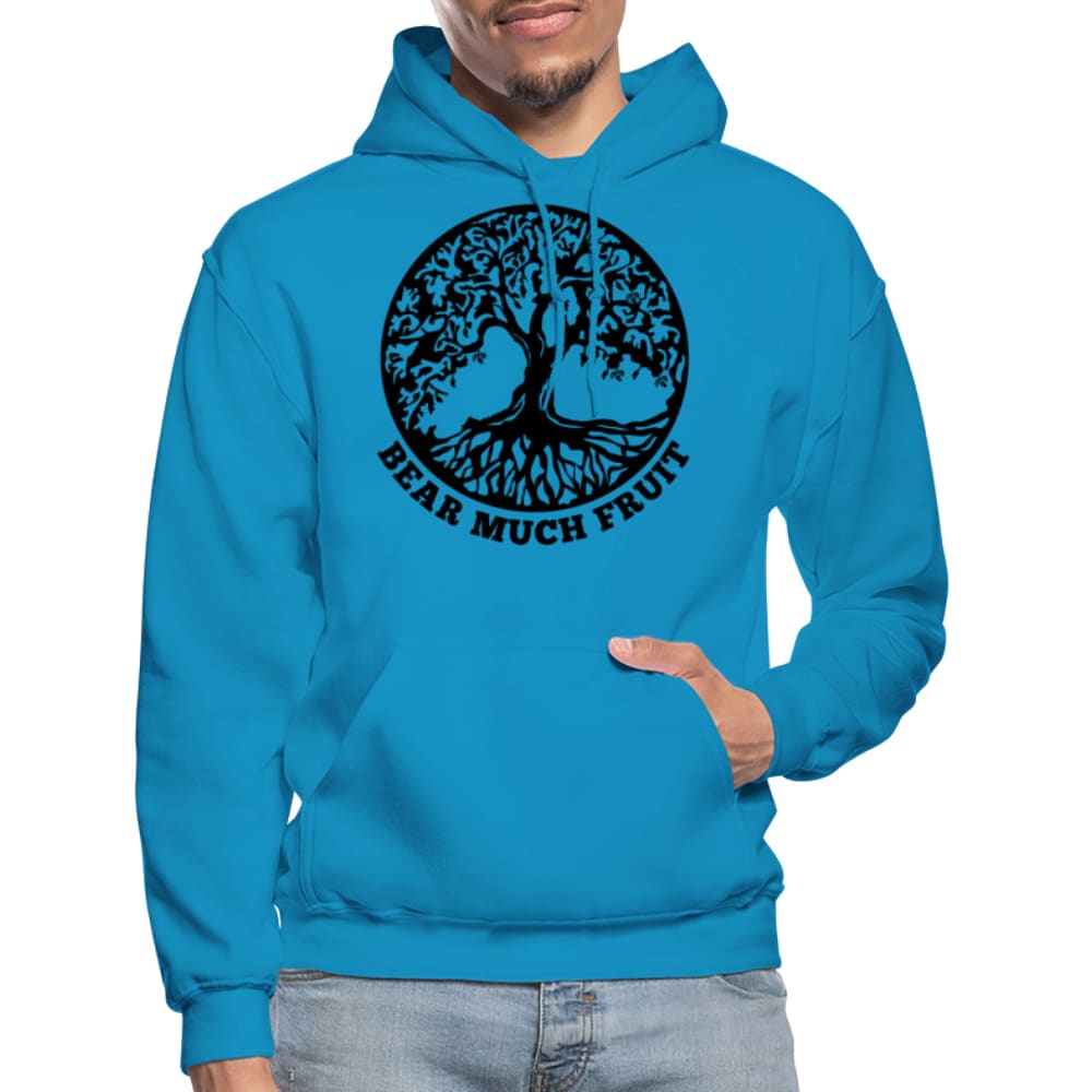 Men's black pullover hoodie featuring a bear graphic, showcasing a stylish and versatile design suitable for various occasions.