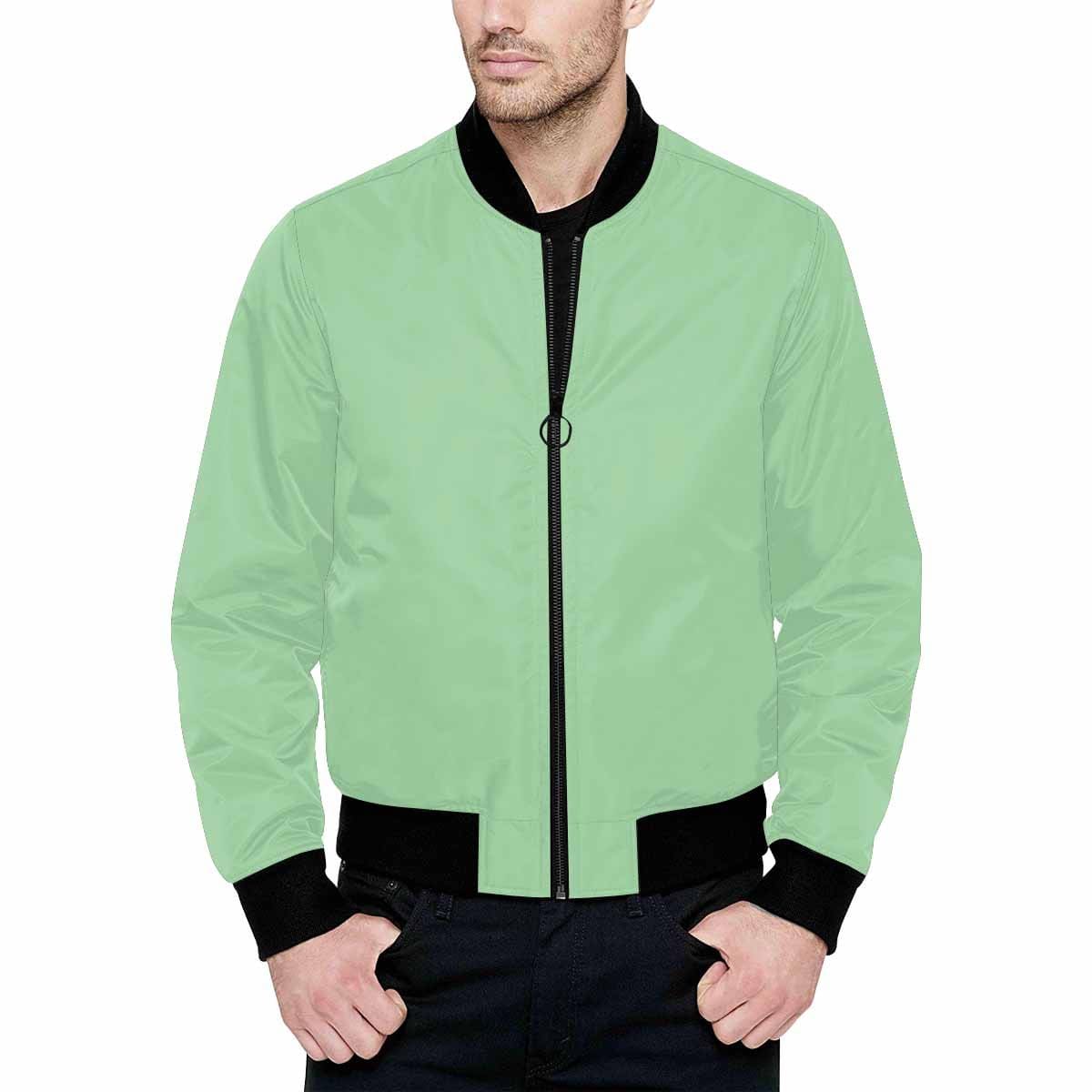 Celadon Green and Black Bomber Jacket for men, featuring a quilted lining and stylish all-over print design.