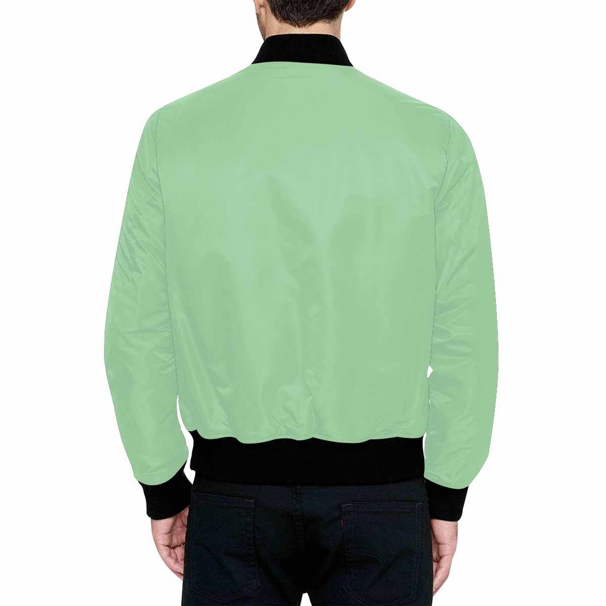 Celadon Green and Black Bomber Jacket for men, featuring a quilted lining and stylish all-over print design.