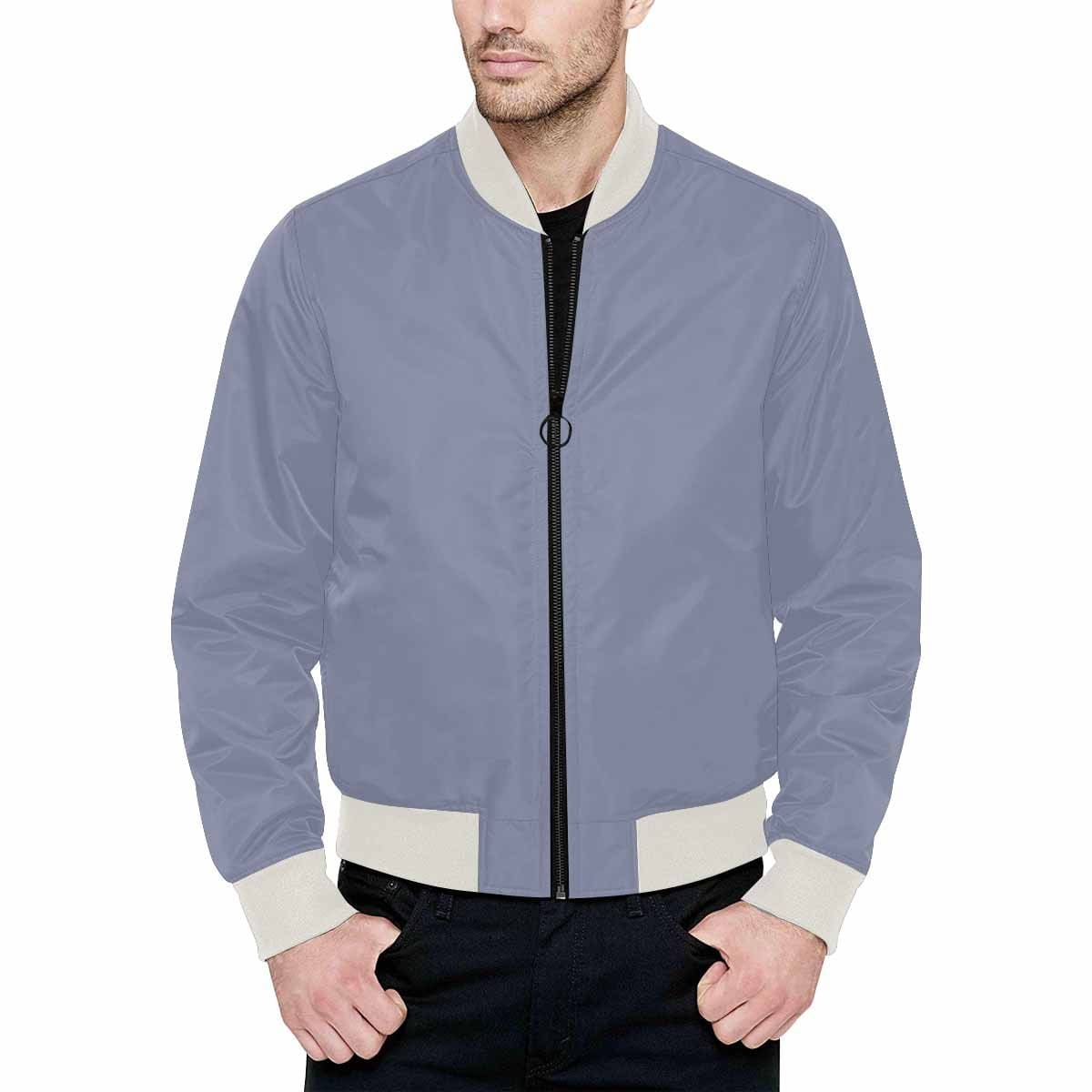 Men's Cool Gray Bomber Jacket featuring a quilted lining and stylish all-over print design.