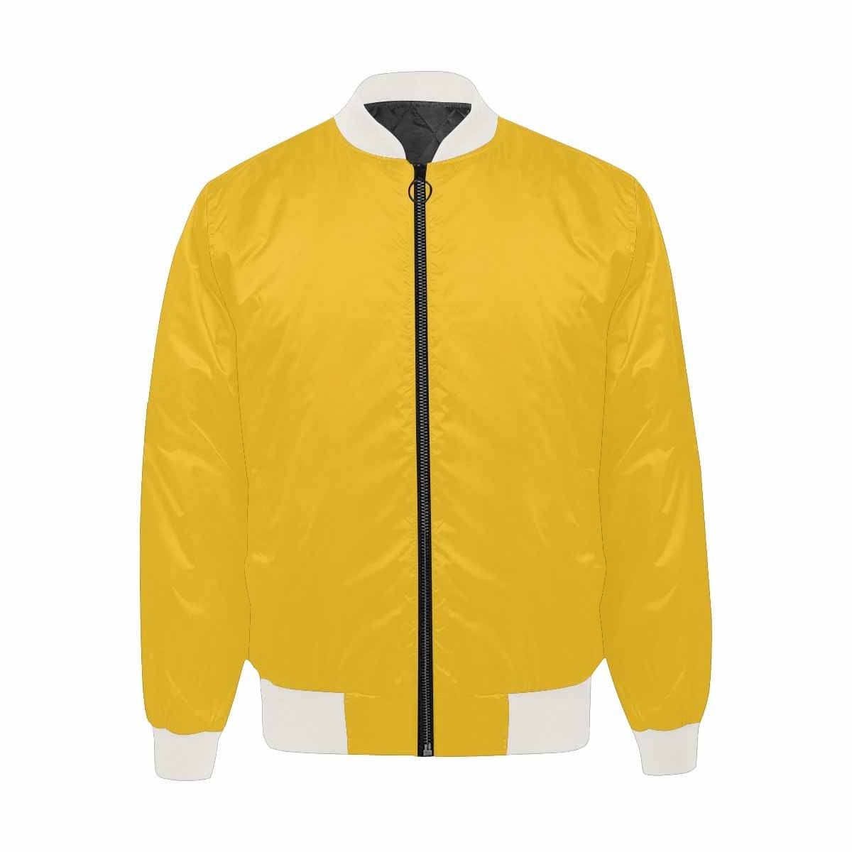 Mens Freesia Yellow Bomber Jacket featuring a quilted lining and personalized print design, perfect for stylish outerwear.