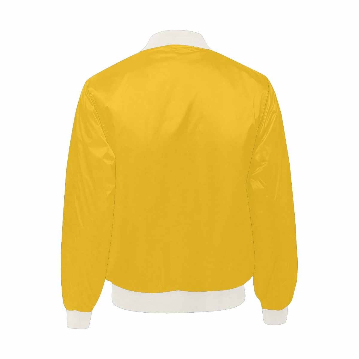 Mens Freesia Yellow Bomber Jacket featuring a quilted lining and personalized print design, perfect for stylish outerwear.