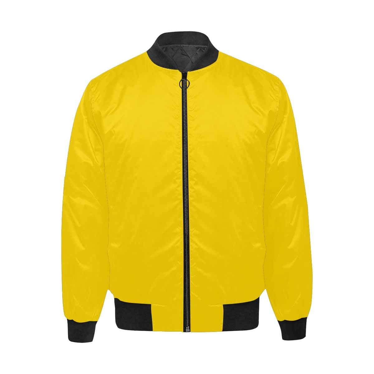 Men's Gold Yellow and Black Bomber Jacket featuring a quilted lining and personalized print design.